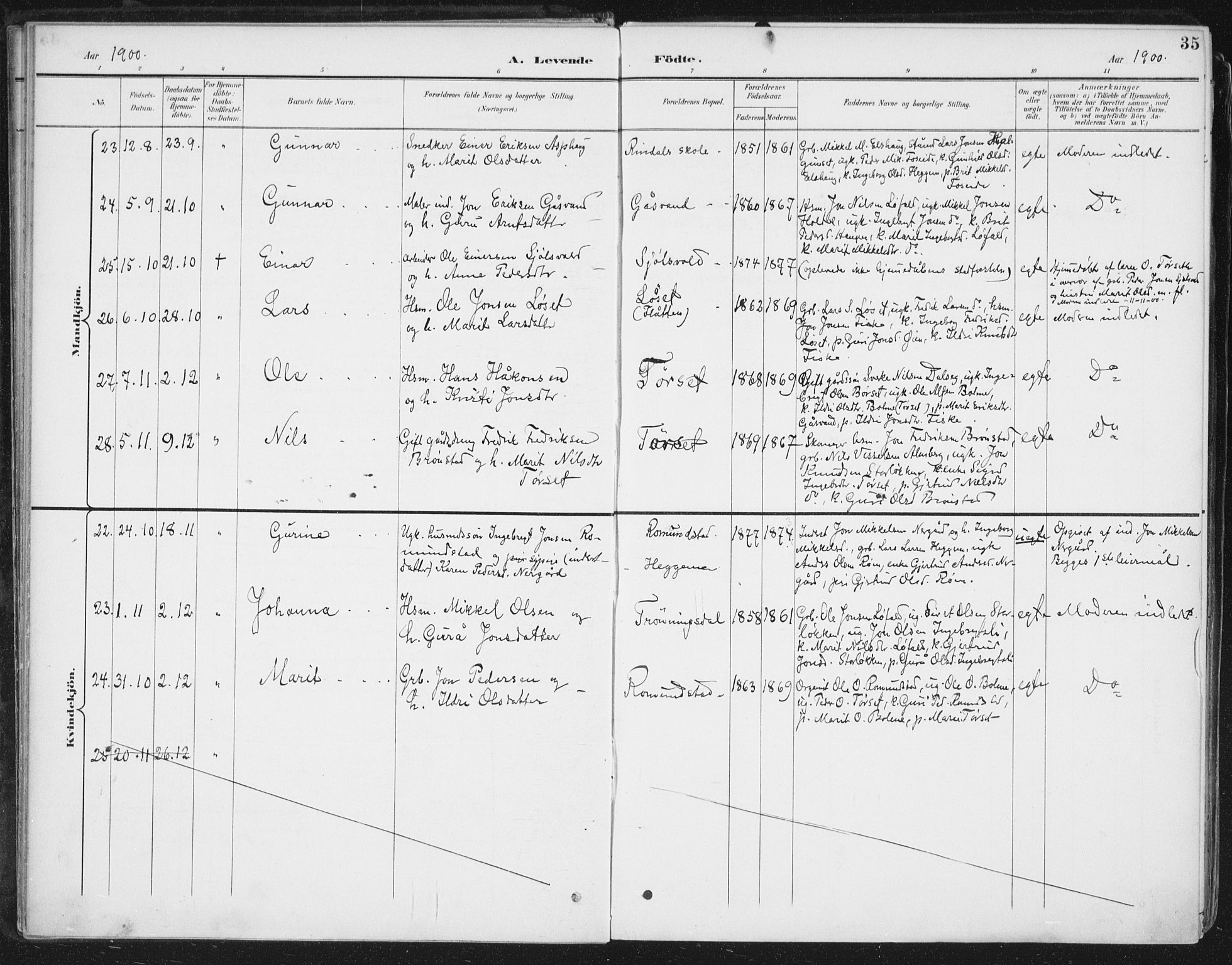 Ministerialprotokoller, klokkerbøker og fødselsregistre - Møre og Romsdal, AV/SAT-A-1454/598/L1072: Parish register (official) no. 598A06, 1896-1910, p. 35