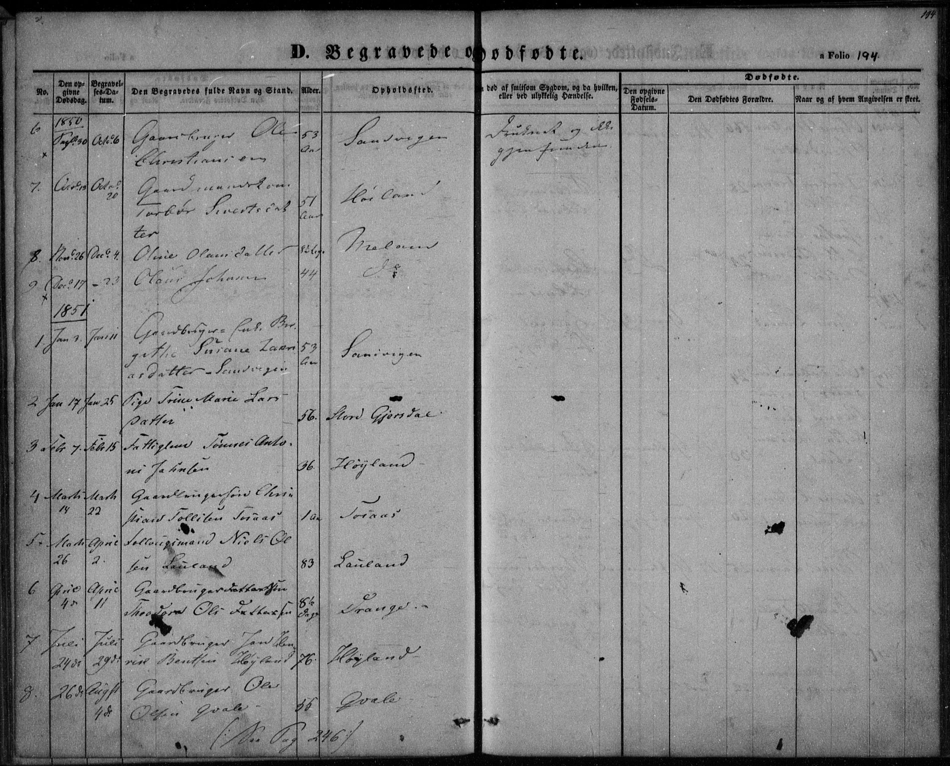 Herad sokneprestkontor, AV/SAK-1111-0018/F/Fa/Faa/L0004: Parish register (official) no. A 4, 1844-1853, p. 194