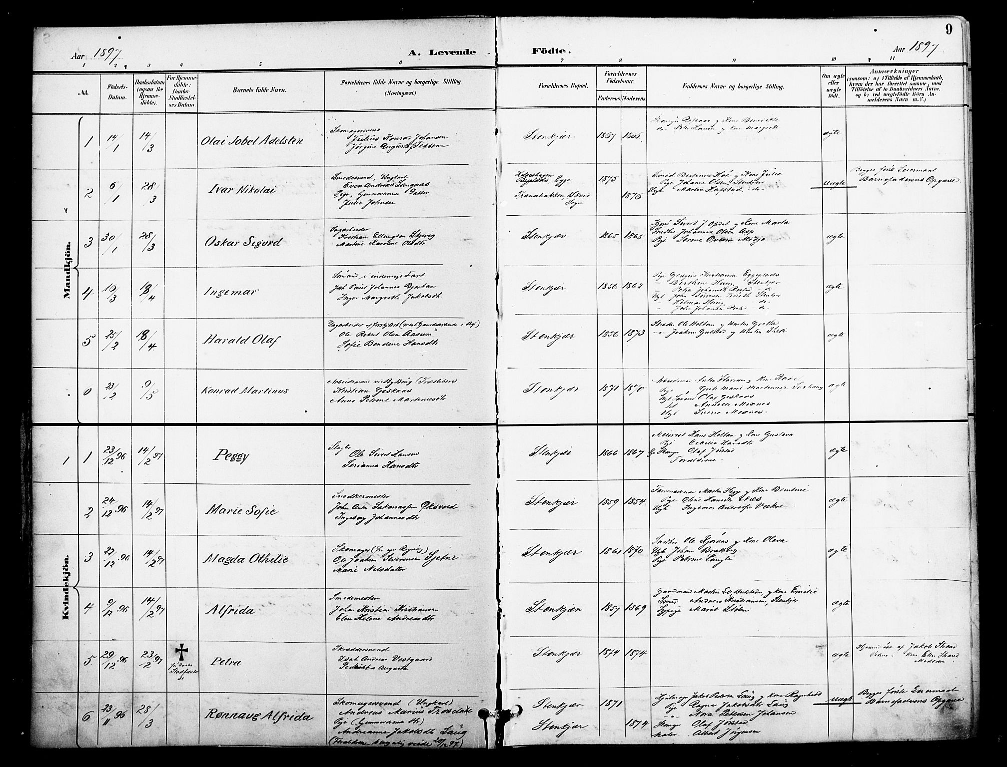 Ministerialprotokoller, klokkerbøker og fødselsregistre - Nord-Trøndelag, SAT/A-1458/739/L0372: Parish register (official) no. 739A04, 1895-1903, p. 9