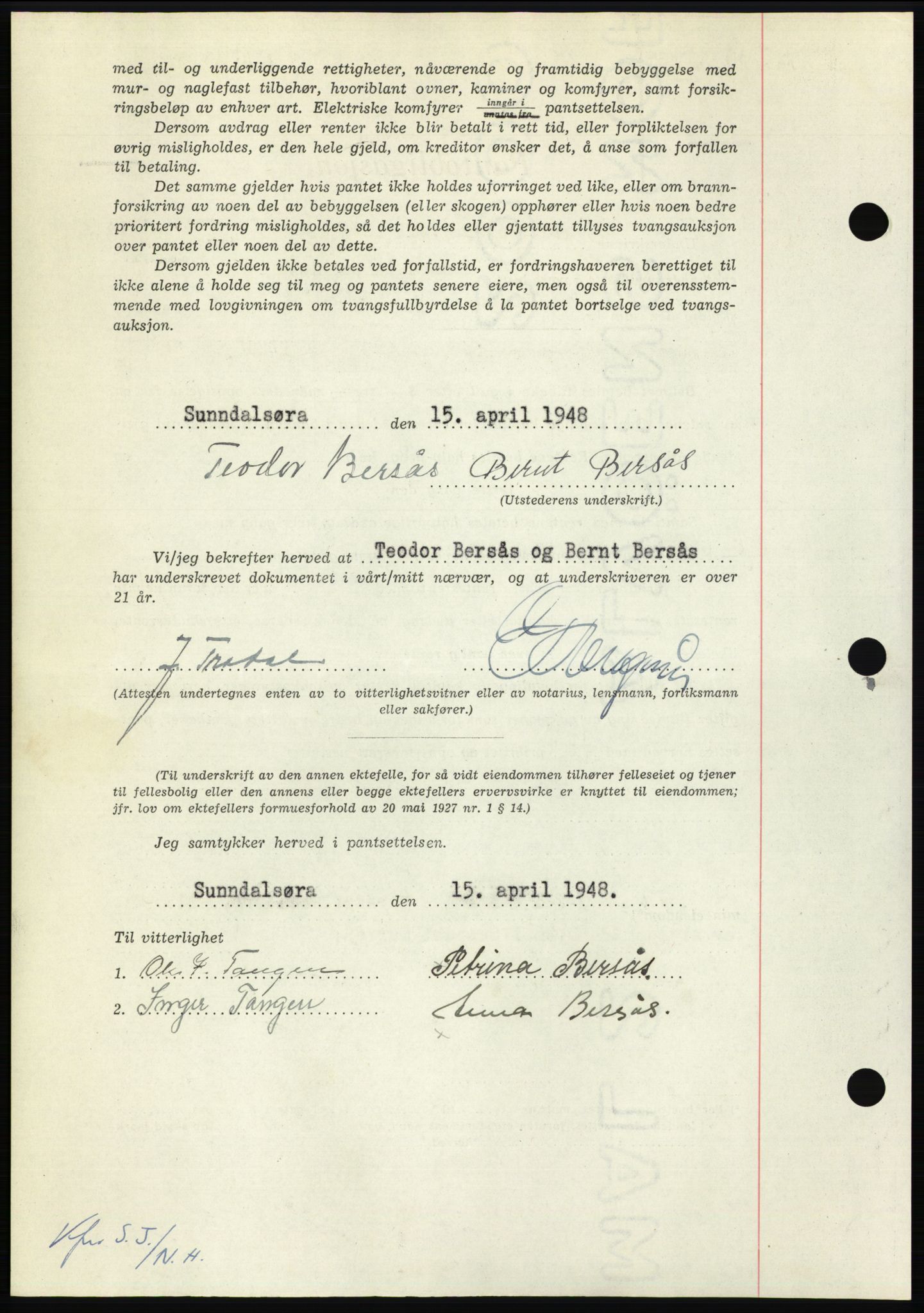 Nordmøre sorenskriveri, AV/SAT-A-4132/1/2/2Ca: Mortgage book no. B98, 1948-1948, Diary no: : 897/1948