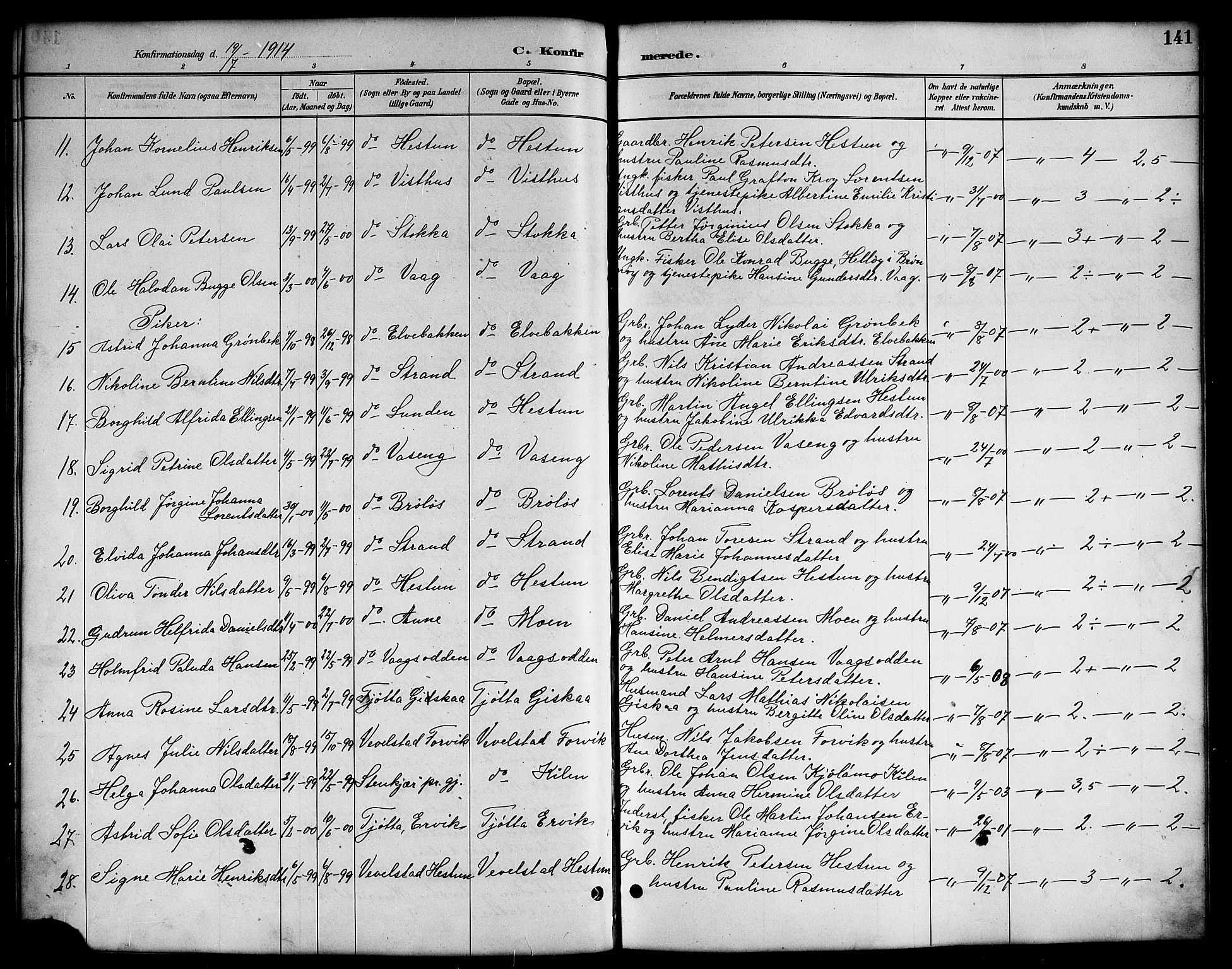 Ministerialprotokoller, klokkerbøker og fødselsregistre - Nordland, SAT/A-1459/819/L0277: Parish register (copy) no. 819C03, 1888-1917, p. 141
