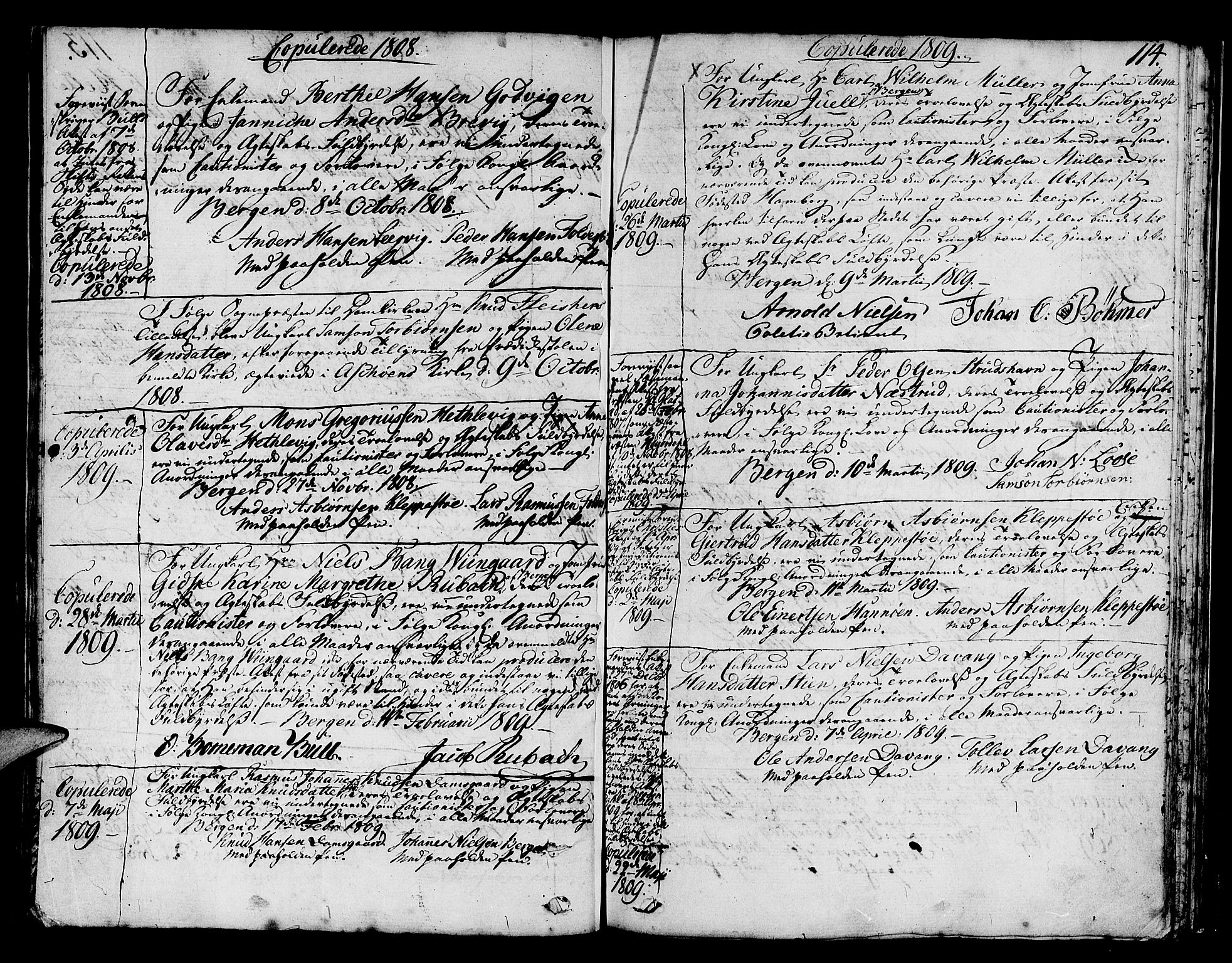 Askøy Sokneprestembete, SAB/A-74101/H/Ha/Haa/Haaa/L0002: Parish register (official) no. A 2, 1801-1818, p. 114