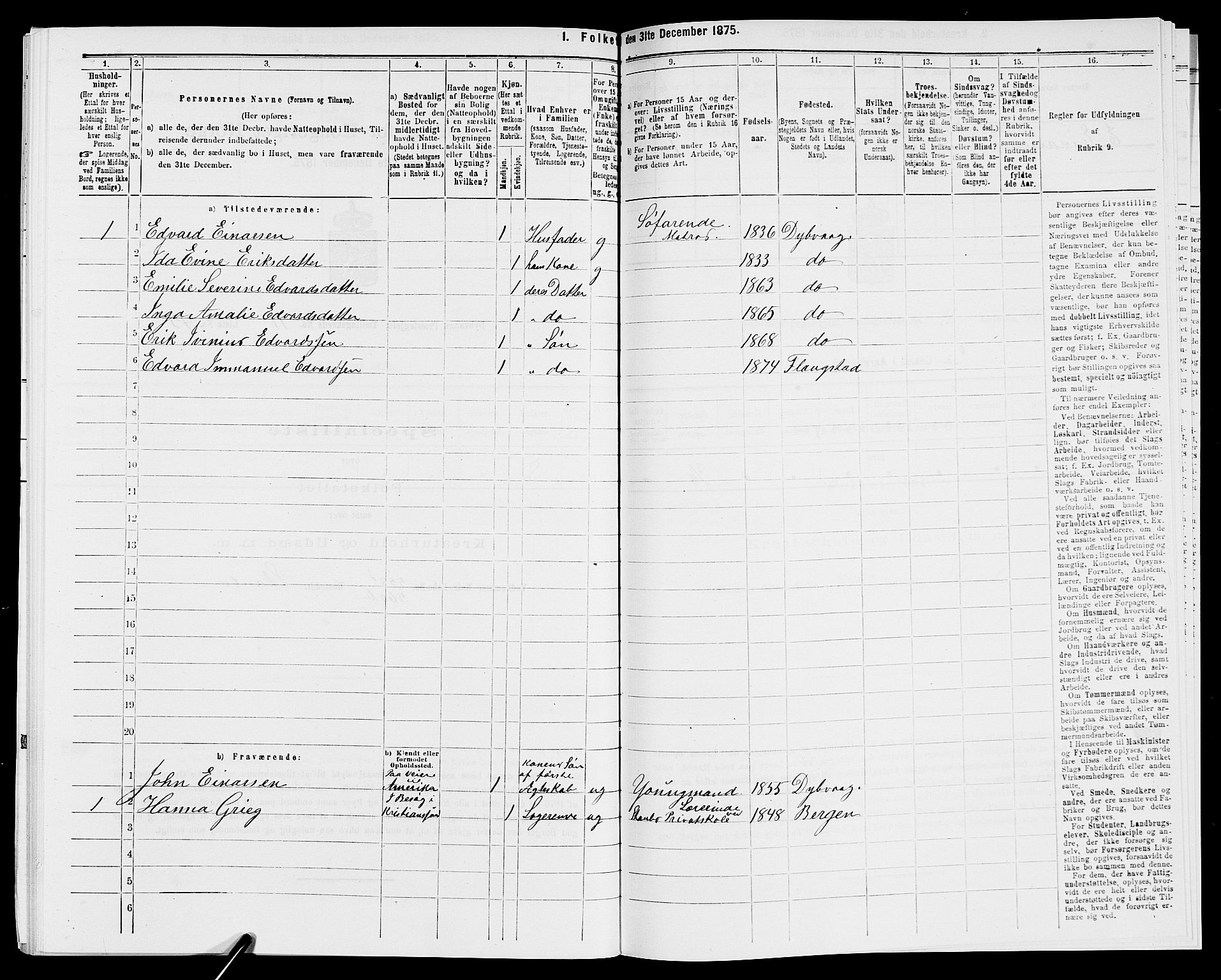 SAK, 1875 census for 0915P Dypvåg, 1875, p. 1602