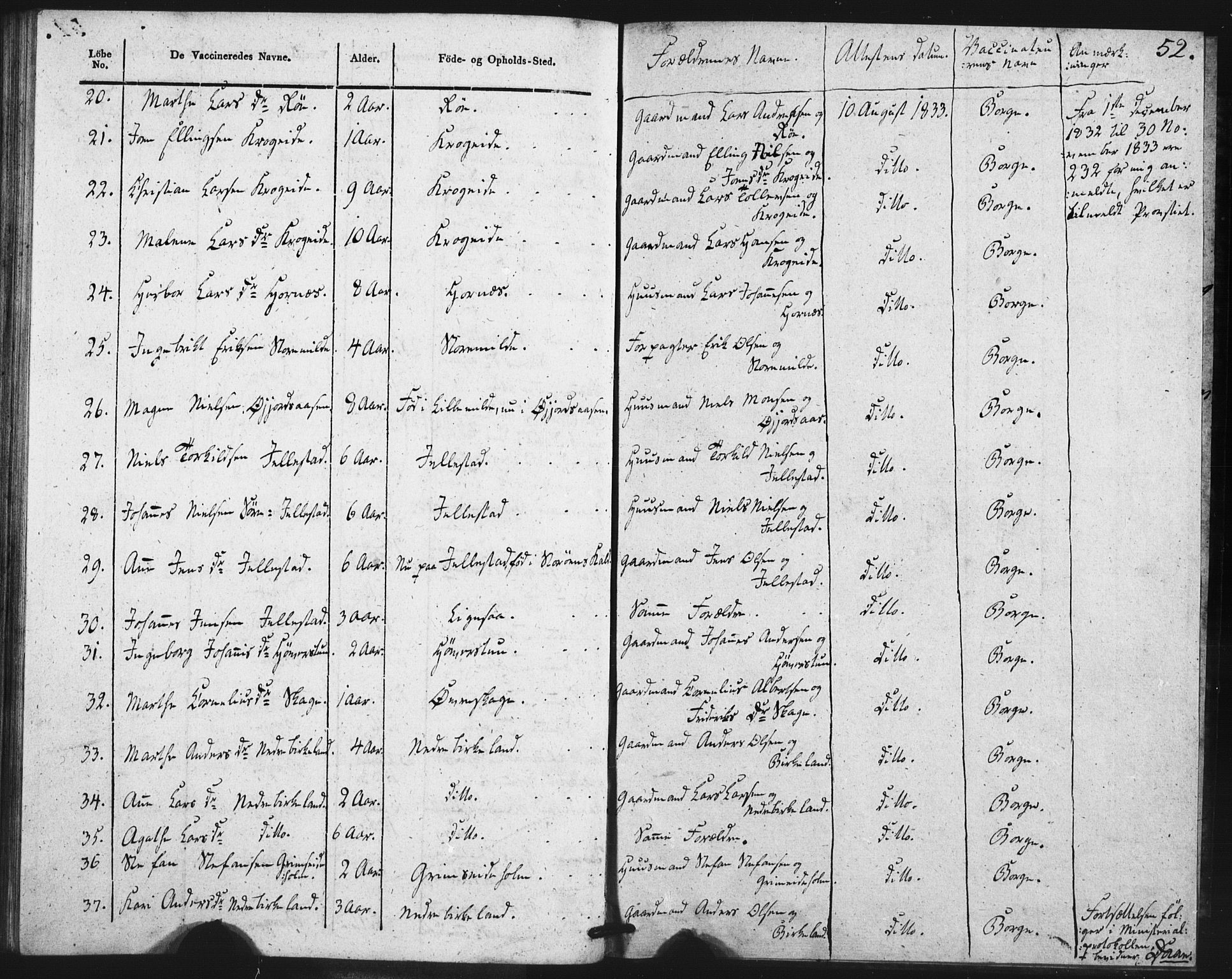Fana Sokneprestembete, SAB/A-75101/H/Haa/Haaa/L0013: Parish register (official) no. A 13, 1819-1833, p. 52