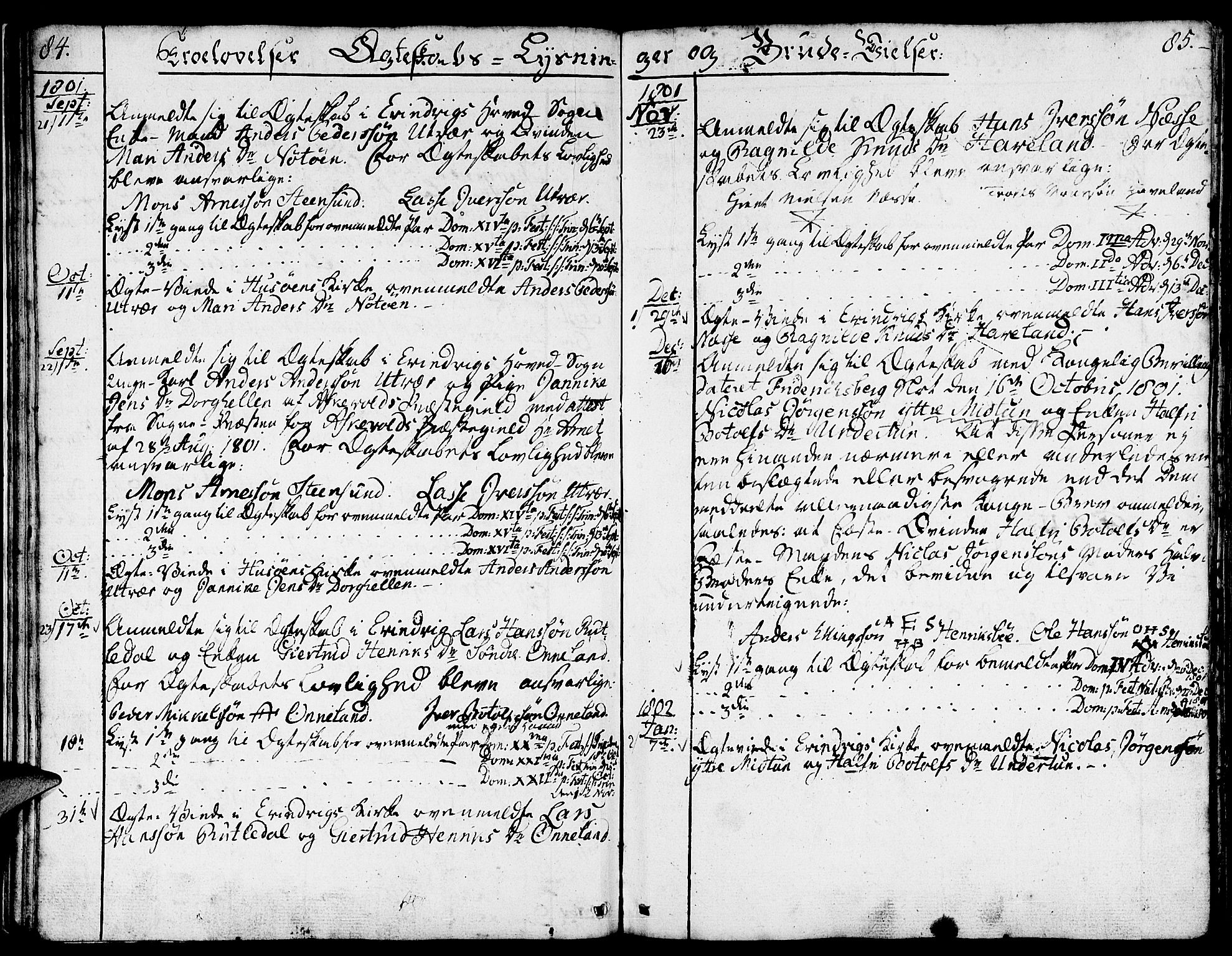Gulen sokneprestembete, SAB/A-80201/H/Haa/Haaa/L0016: Parish register (official) no. A 16, 1798-1808, p. 84-85