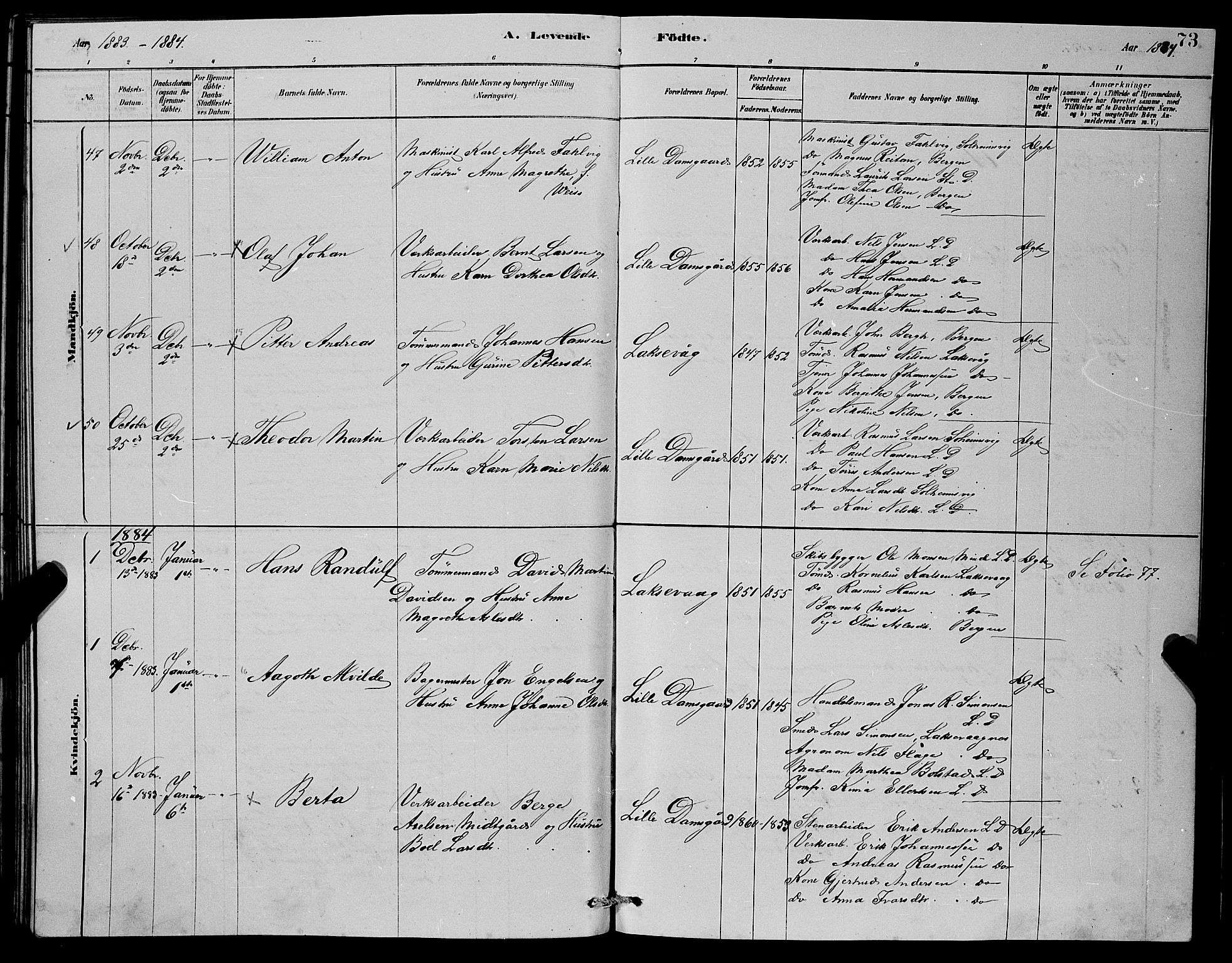 Laksevåg Sokneprestembete, SAB/A-76501/H/Ha/Hab/Haba/L0002: Parish register (copy) no. A 2, 1877-1887, p. 73