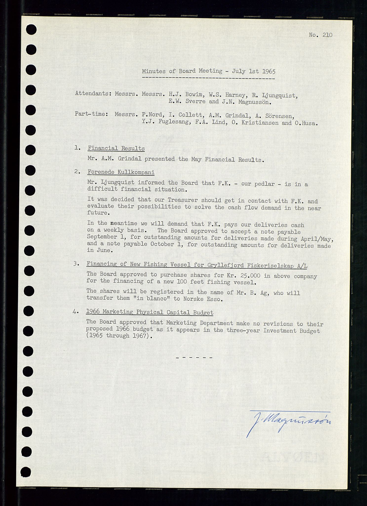 Pa 0982 - Esso Norge A/S, AV/SAST-A-100448/A/Aa/L0002/0001: Den administrerende direksjon Board minutes (styrereferater) / Den administrerende direksjon Board minutes (styrereferater), 1965, p. 89