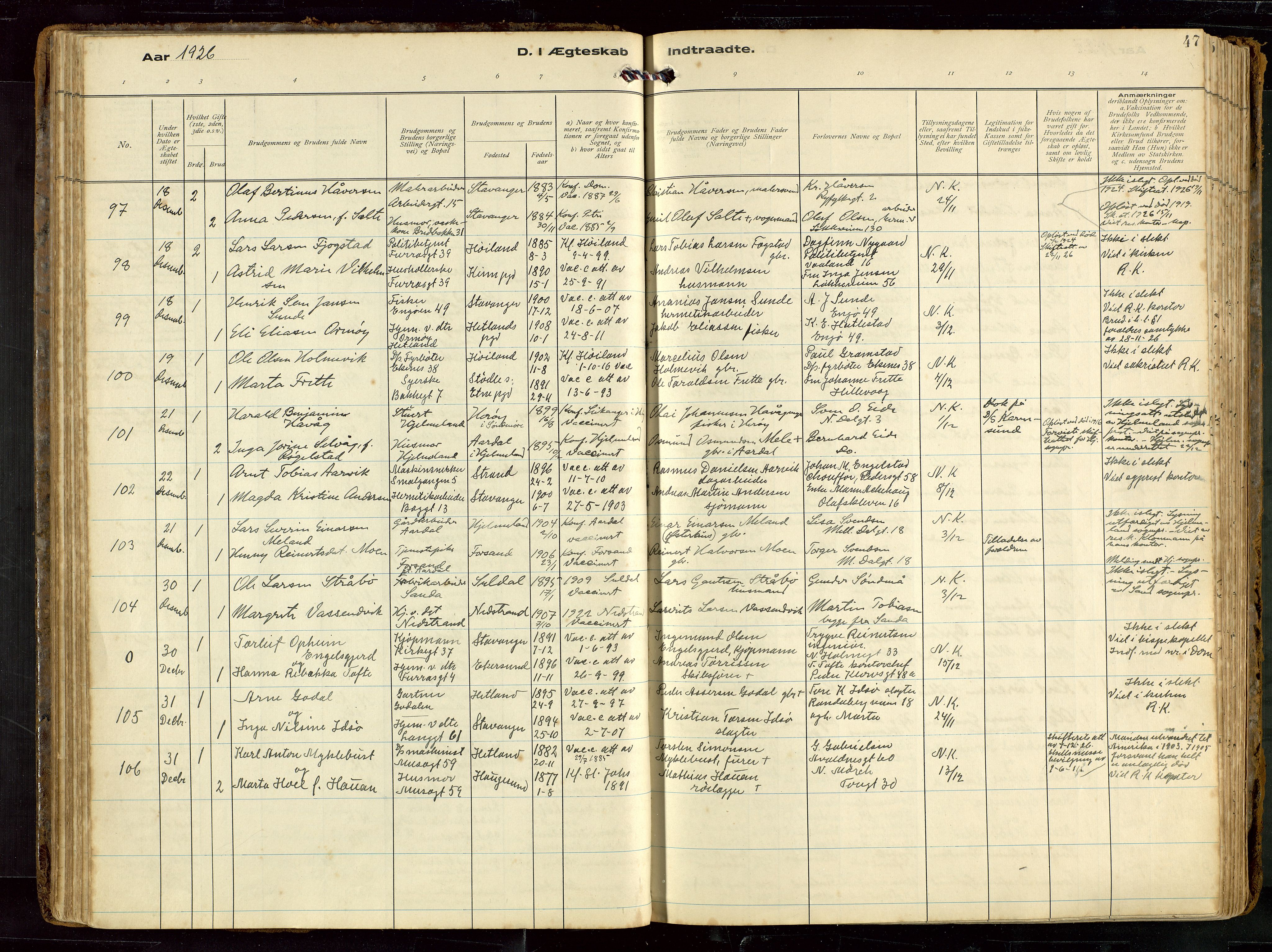 St. Petri sokneprestkontor, AV/SAST-A-101813/002/D/L0002: Parish register (official) no. A 27, 1921-1942, p. 47