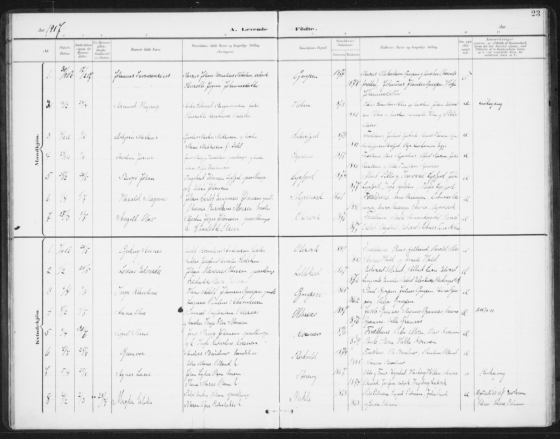 Ministerialprotokoller, klokkerbøker og fødselsregistre - Nordland, AV/SAT-A-1459/811/L0167: Parish register (official) no. 811A04, 1899-1913, p. 23