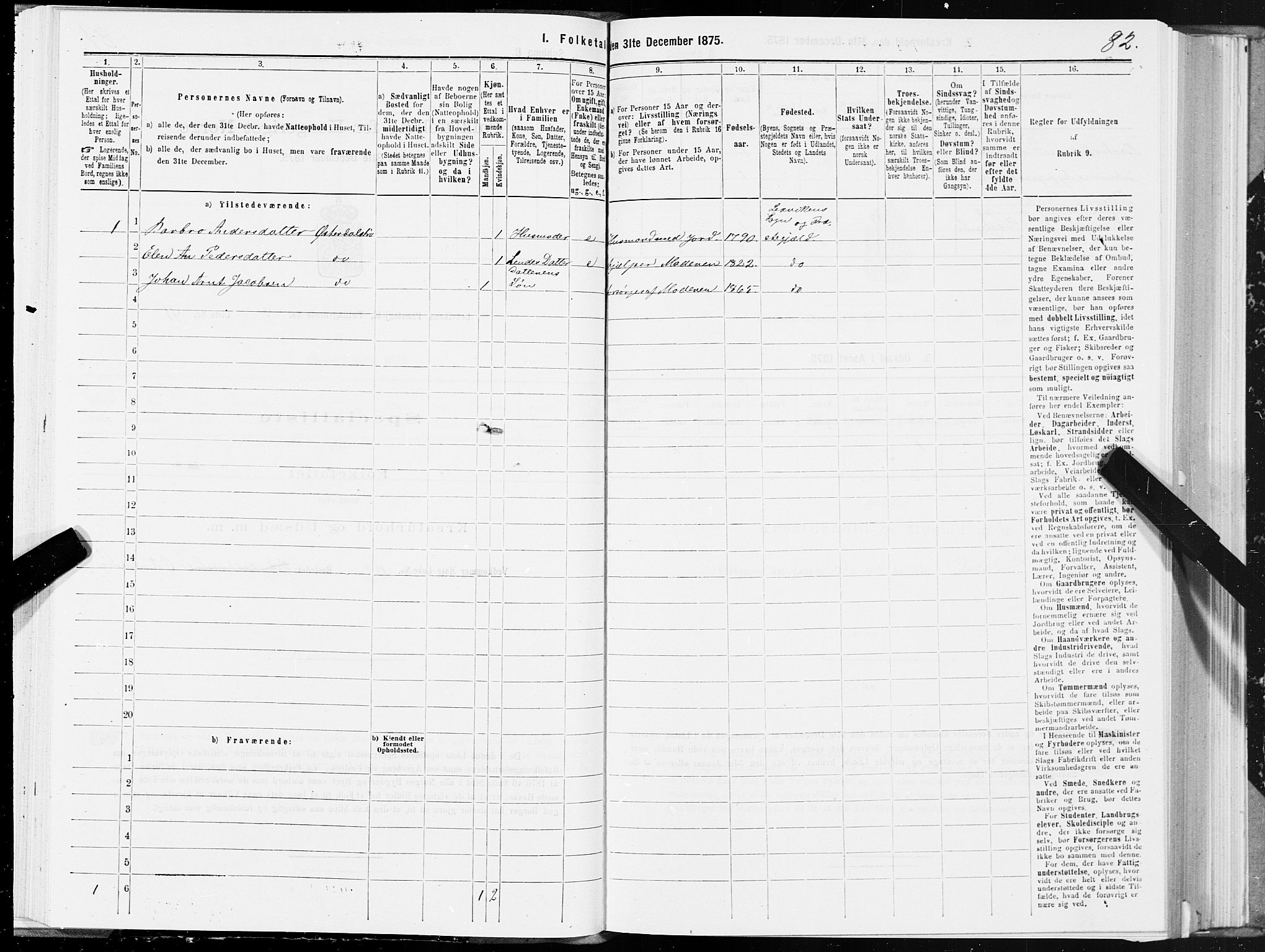 SAT, 1875 census for 1718P Leksvik, 1875, p. 1082