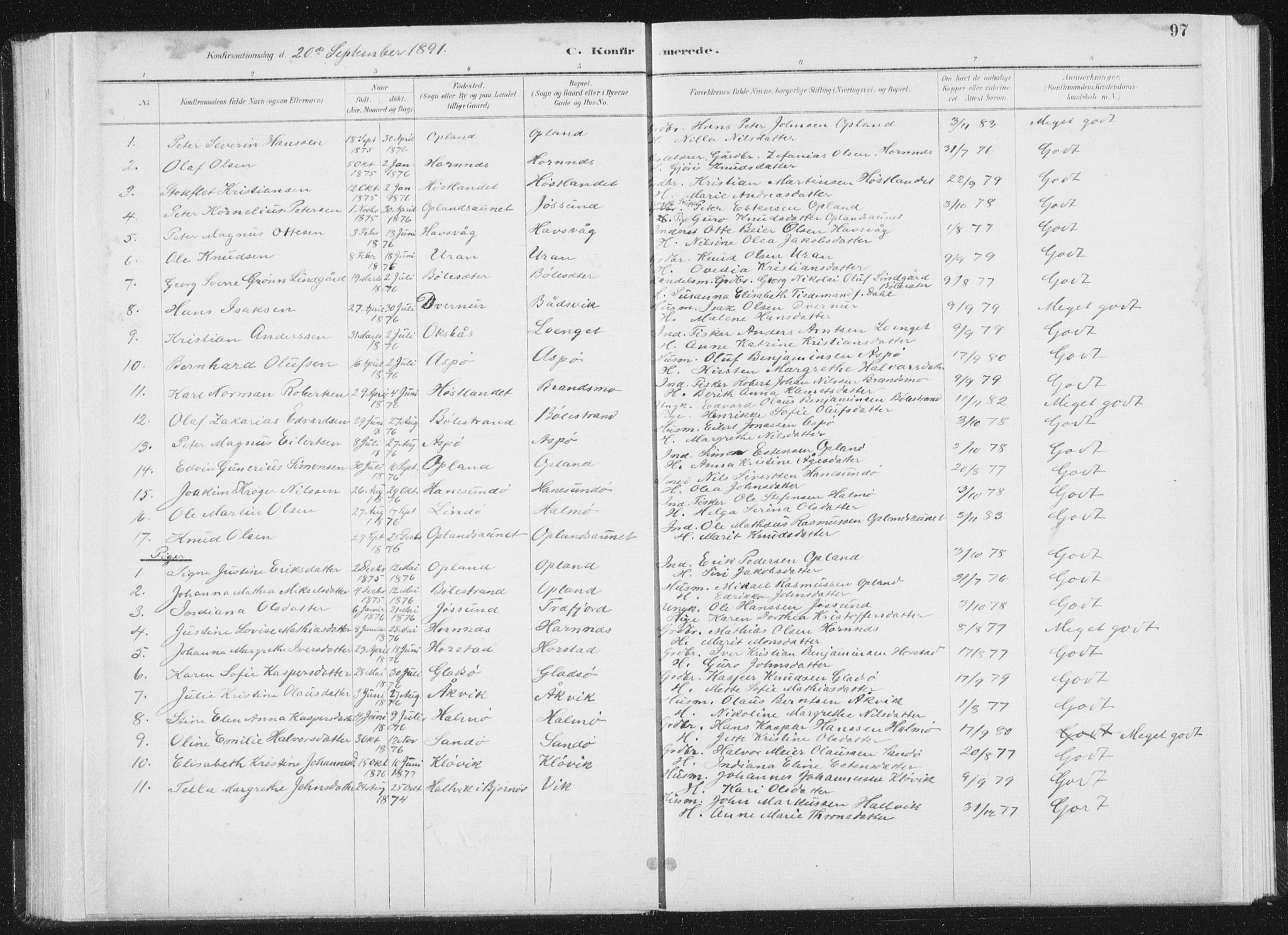 Ministerialprotokoller, klokkerbøker og fødselsregistre - Nord-Trøndelag, SAT/A-1458/771/L0597: Parish register (official) no. 771A04, 1885-1910, p. 97