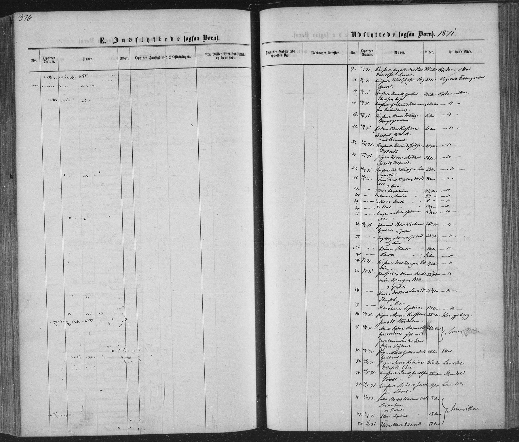 Sandsvær kirkebøker, AV/SAKO-A-244/F/Fa/L0007: Parish register (official) no. I 7, 1869-1877, p. 376