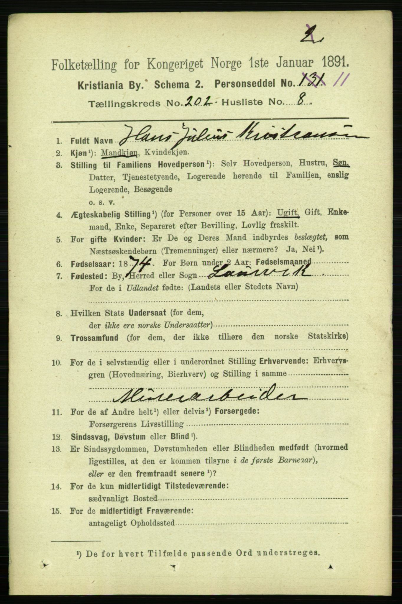 RA, 1891 census for 0301 Kristiania, 1891, p. 121653