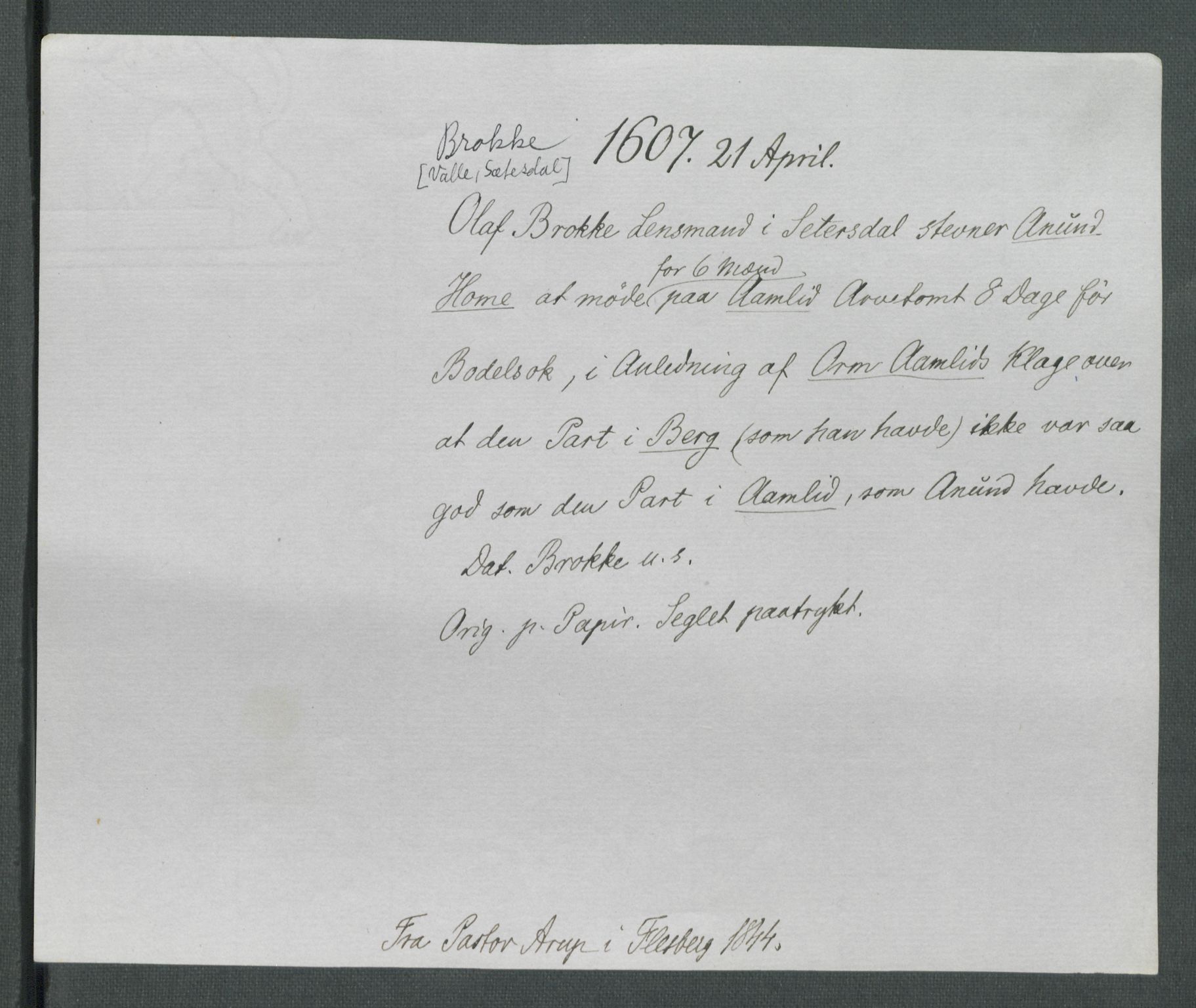 Riksarkivets diplomsamling, AV/RA-EA-5965/F02/L0116: Dokumenter, 1607, p. 25
