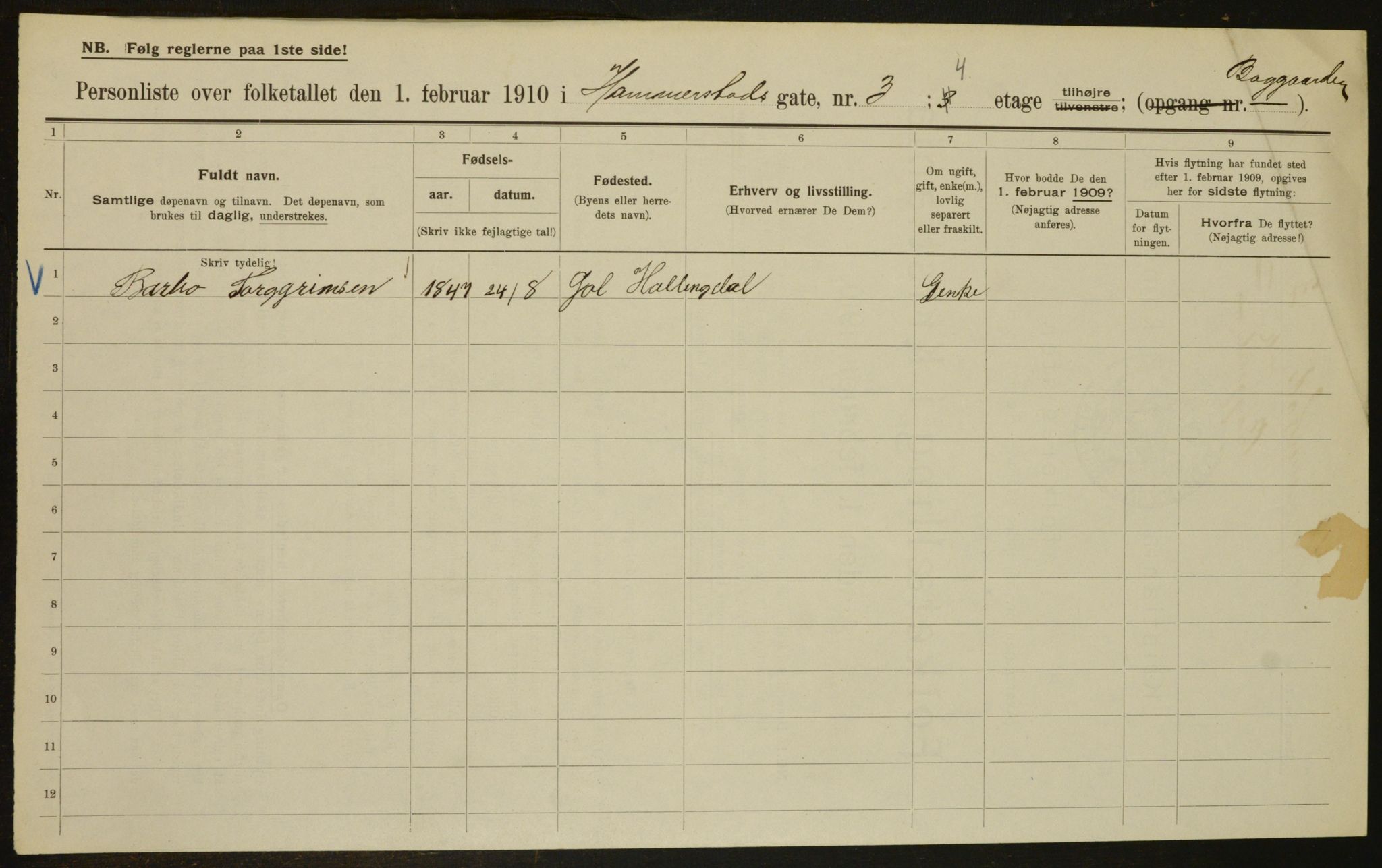 OBA, Municipal Census 1910 for Kristiania, 1910, p. 32404