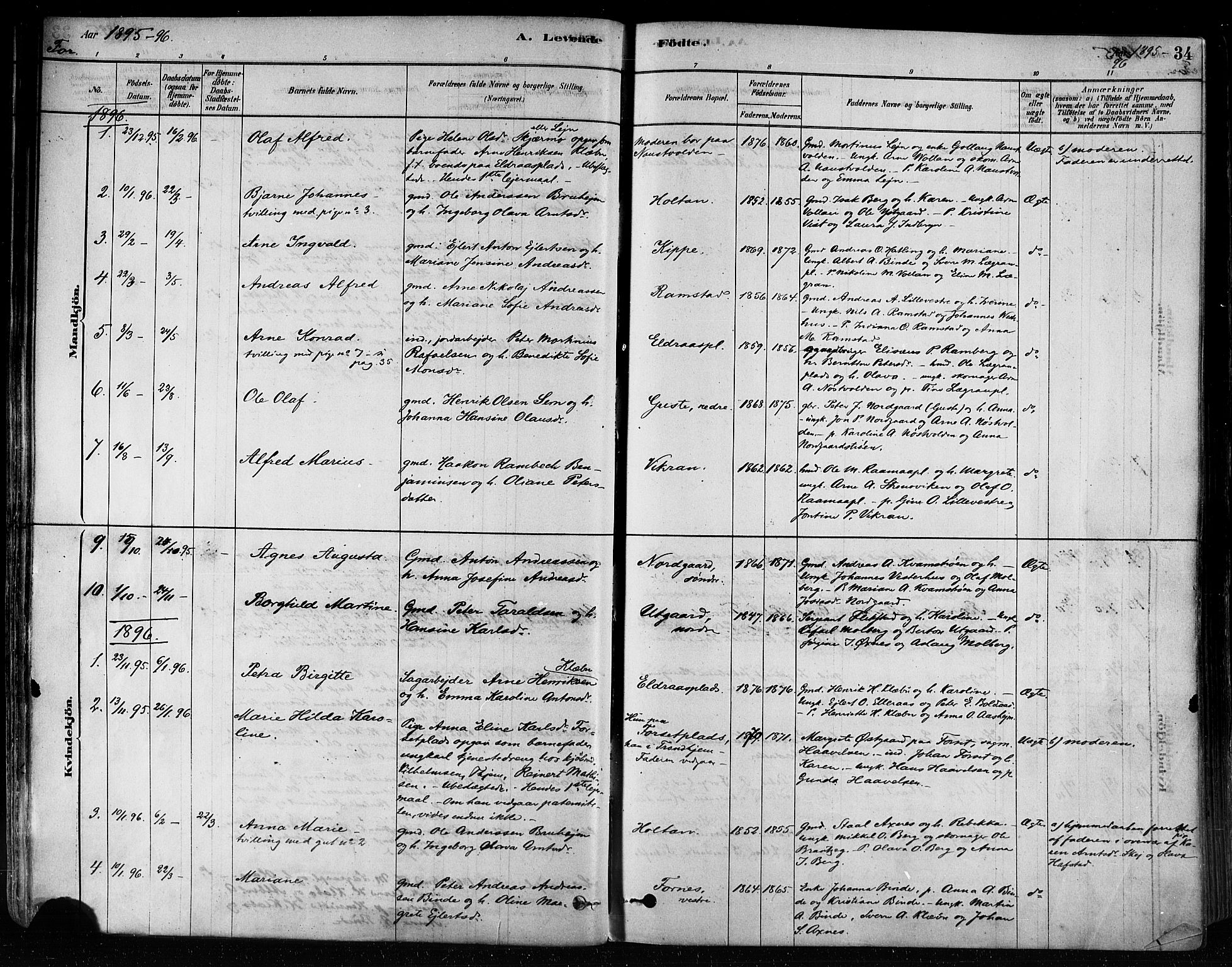 Ministerialprotokoller, klokkerbøker og fødselsregistre - Nord-Trøndelag, SAT/A-1458/746/L0448: Parish register (official) no. 746A07 /1, 1878-1900, p. 34