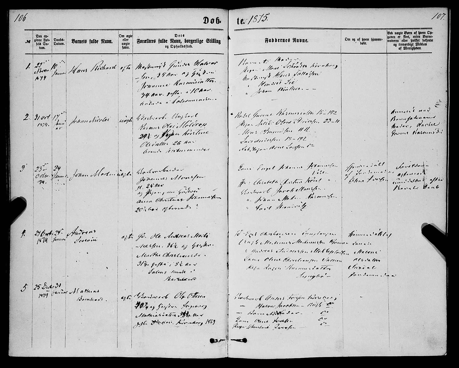 St. Jørgens hospital og Årstad sokneprestembete, AV/SAB-A-99934: Parish register (official) no. A 6, 1870-1878, p. 106-107