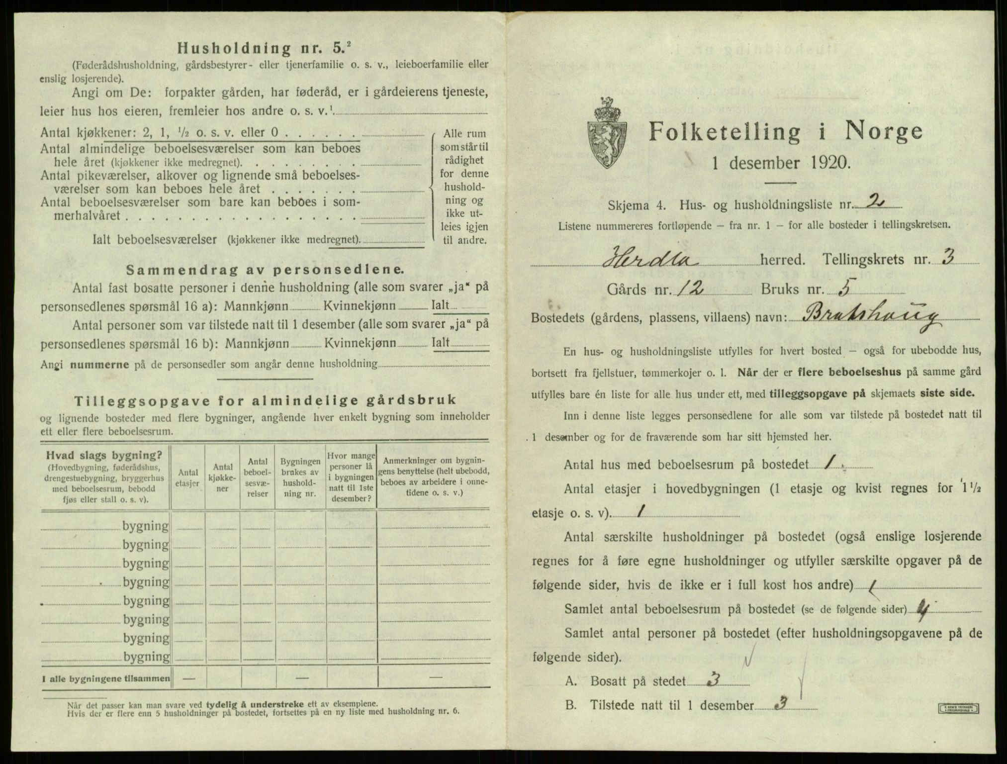 SAB, 1920 census for Herdla, 1920, p. 286