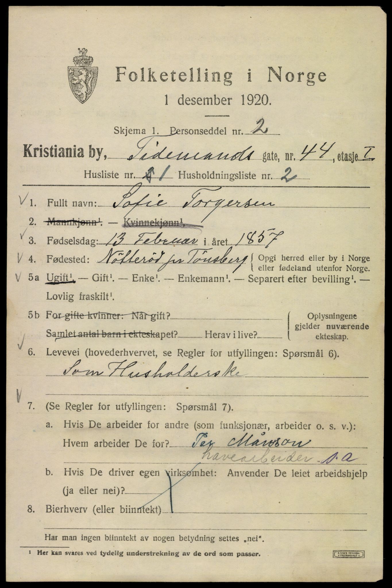 SAO, 1920 census for Kristiania, 1920, p. 582073