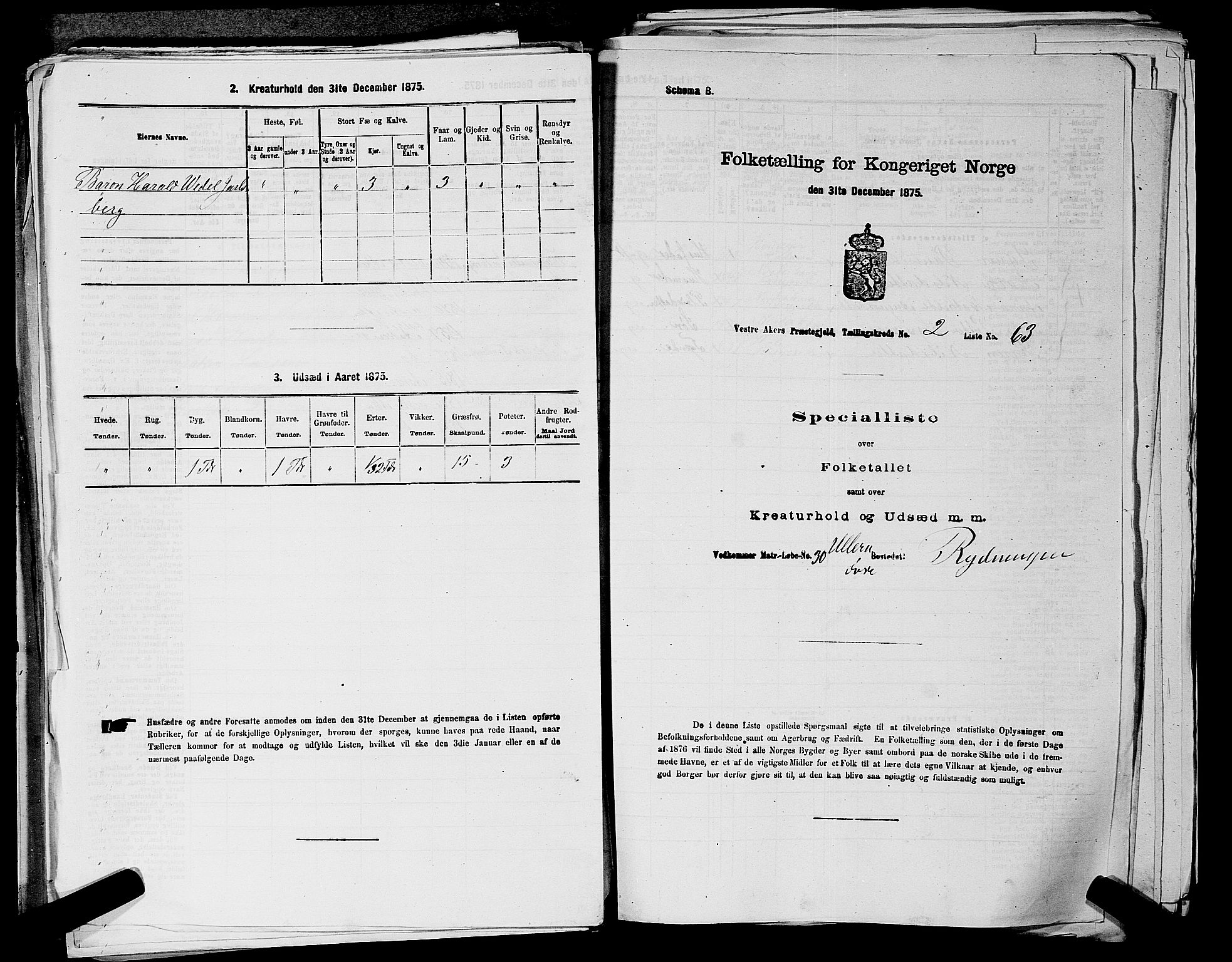 RA, 1875 census for 0218aP Vestre Aker, 1875, p. 679