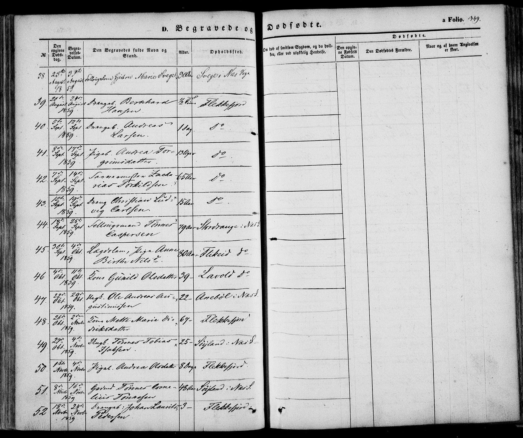 Flekkefjord sokneprestkontor, SAK/1111-0012/F/Fa/Fac/L0005: Parish register (official) no. A 5, 1849-1875, p. 349