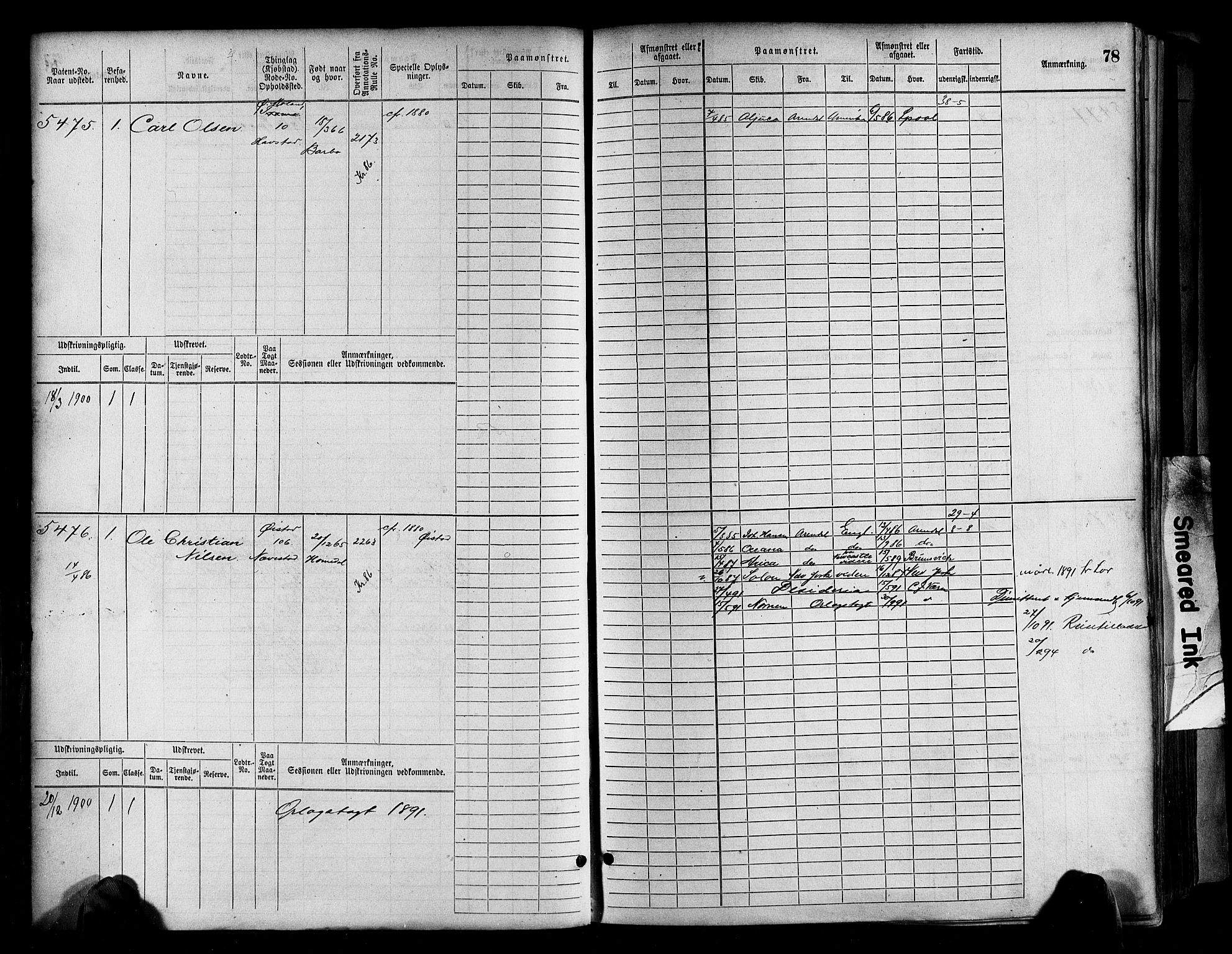 Arendal mønstringskrets, AV/SAK-2031-0012/F/Fb/L0017: Hovedrulle A nr 5323-6076, S-15, 1884-1892, p. 79
