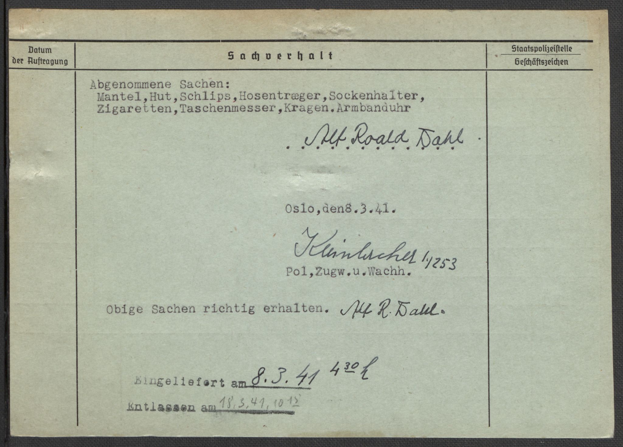 Befehlshaber der Sicherheitspolizei und des SD, AV/RA-RAFA-5969/E/Ea/Eaa/L0002: Register over norske fanger i Møllergata 19: Bj-Eng, 1940-1945, p. 854