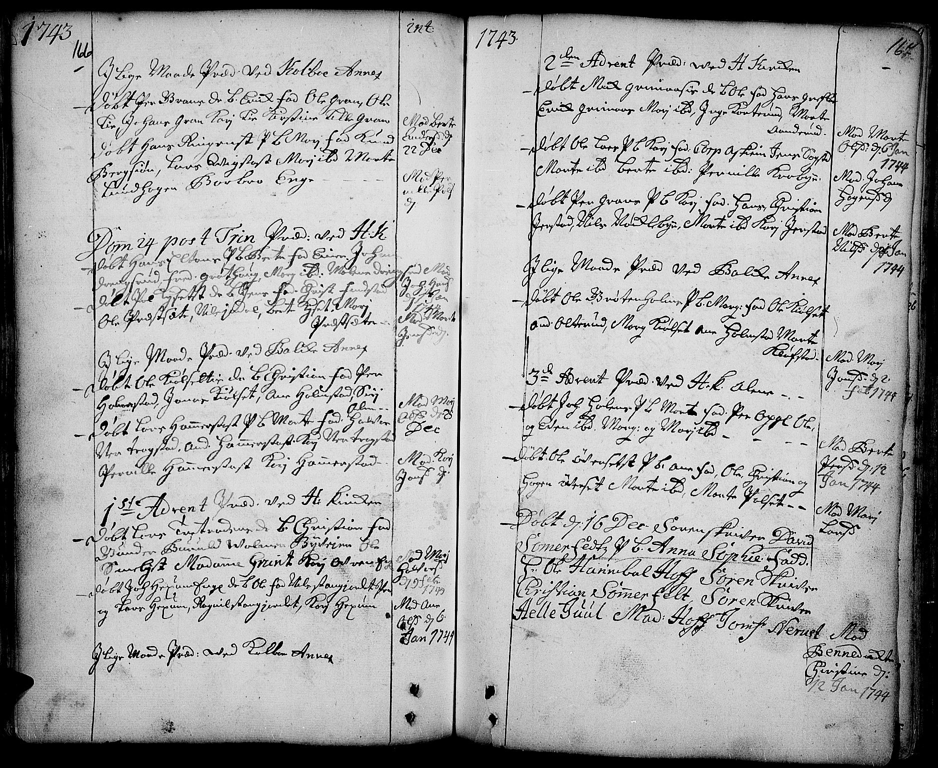 Toten prestekontor, AV/SAH-PREST-102/H/Ha/Haa/L0003: Parish register (official) no. 3, 1734-1751, p. 166-167