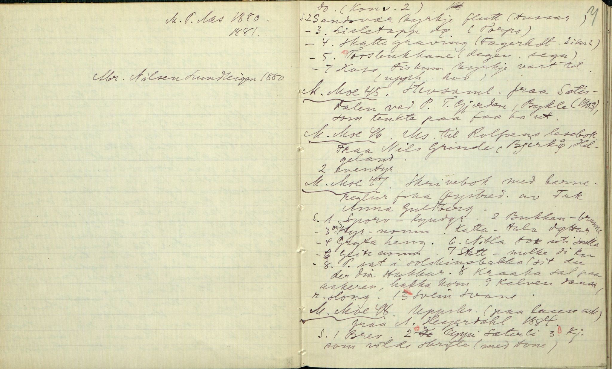 Rikard Berge, TEMU/TGM-A-1003/F/L0002/0018: 031-060 Innholdslister / 48 Ættesogur og ættetavlur, 1905, p. 6-7