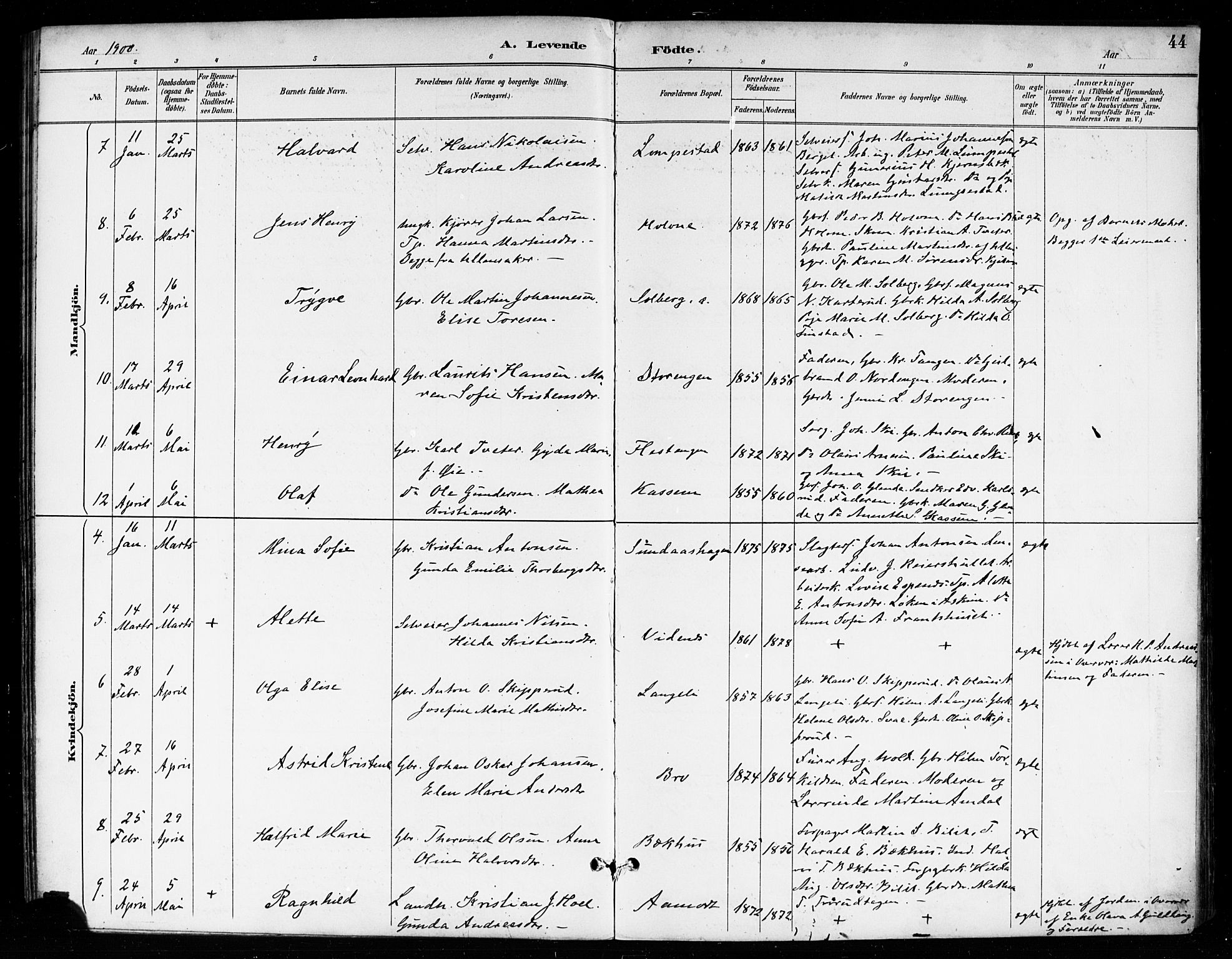 Skiptvet prestekontor Kirkebøker, SAO/A-20009/F/Fa/L0010: Parish register (official) no. 10, 1890-1900, p. 44