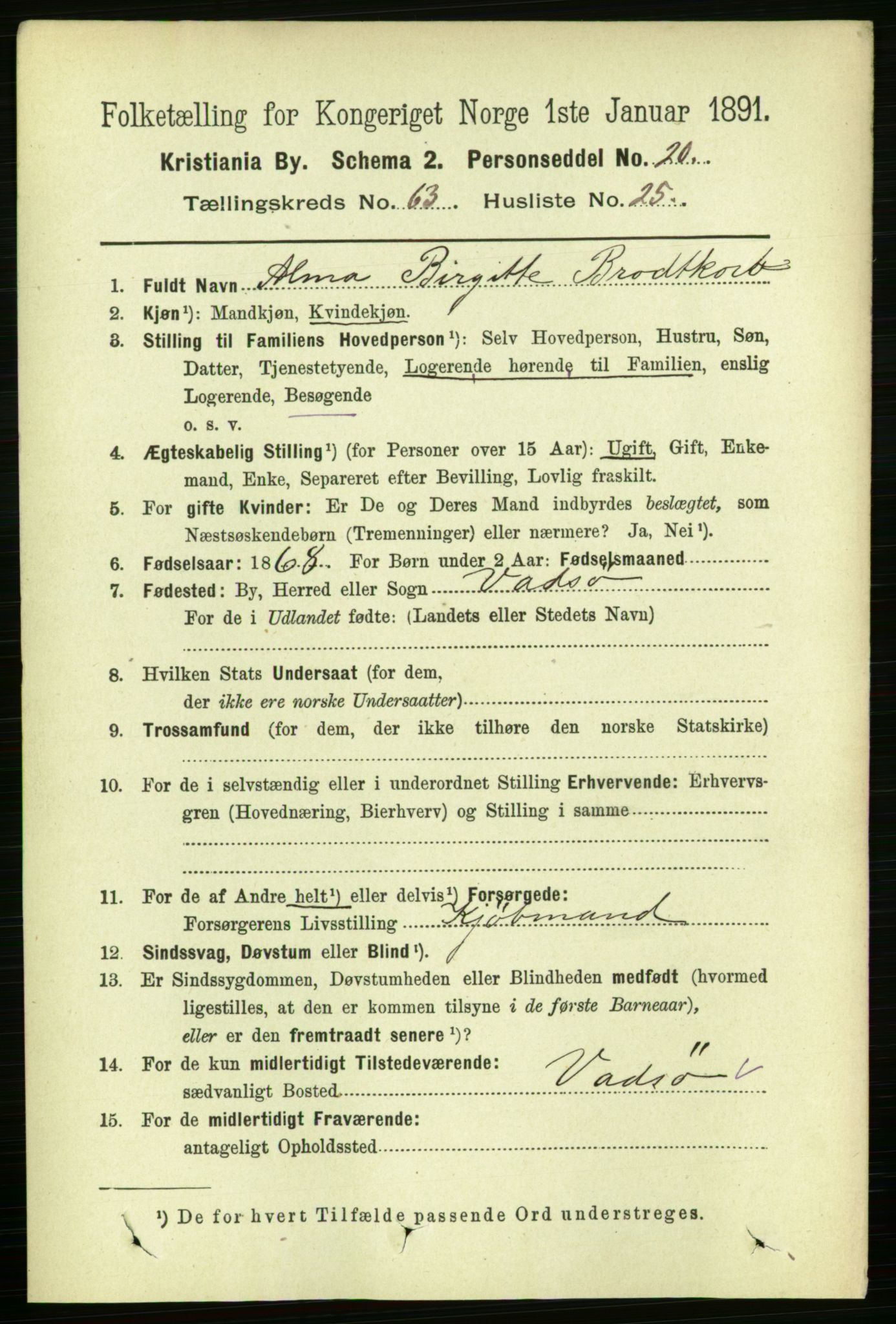 RA, 1891 census for 0301 Kristiania, 1891, p. 34201