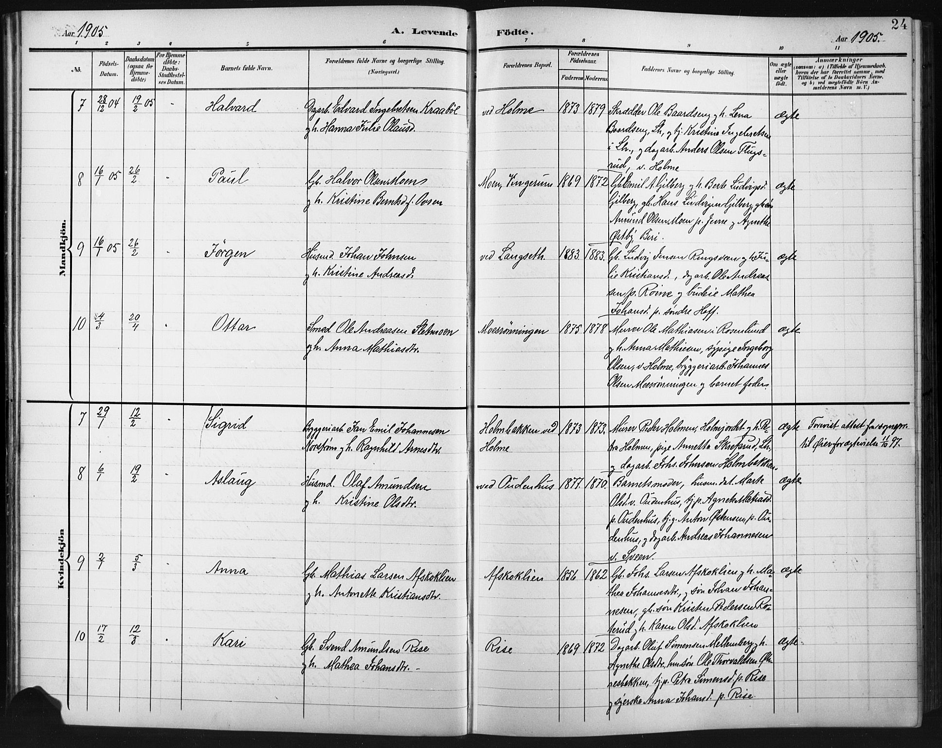 Fåberg prestekontor, AV/SAH-PREST-086/H/Ha/Hab/L0012: Parish register (copy) no. 12, 1903-1924, p. 24