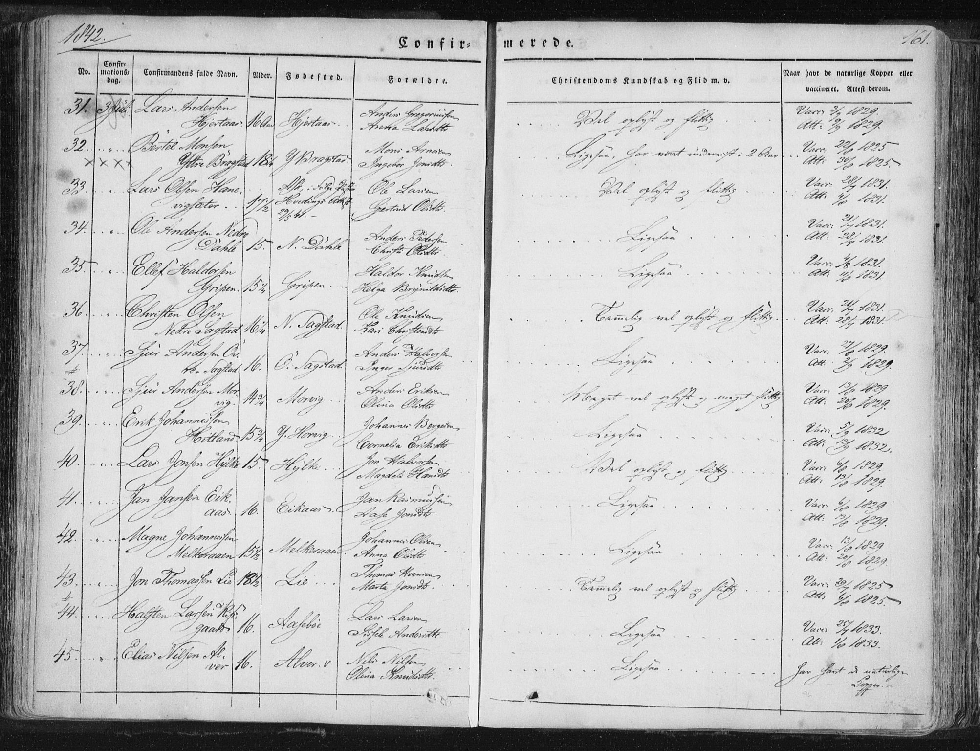 Hamre sokneprestembete, AV/SAB-A-75501/H/Ha/Haa/Haaa/L0012: Parish register (official) no. A 12, 1834-1845, p. 161