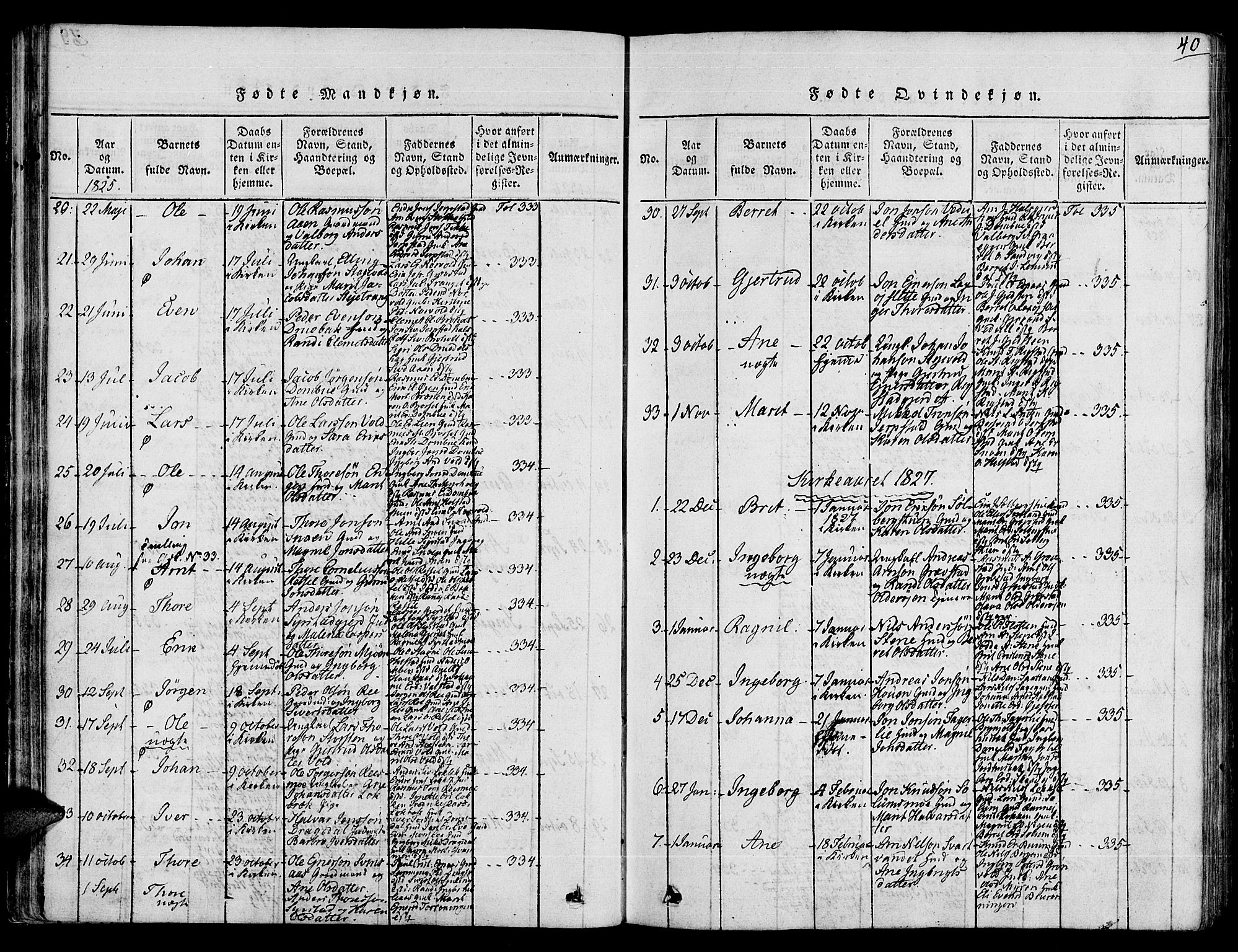 Ministerialprotokoller, klokkerbøker og fødselsregistre - Sør-Trøndelag, SAT/A-1456/672/L0853: Parish register (official) no. 672A06 /1, 1816-1829, p. 40