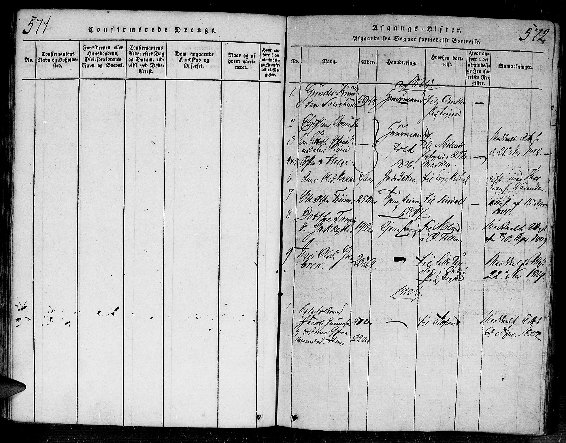 Bygland sokneprestkontor, SAK/1111-0006/F/Fa/Fab/L0003: Parish register (official) no. A 3, 1816-1841, p. 571-572