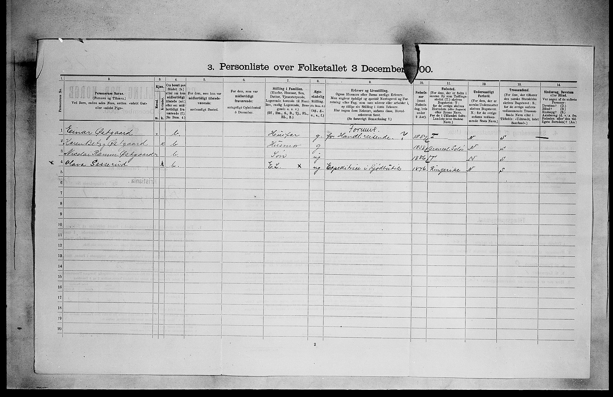 SAO, 1900 census for Kristiania, 1900, p. 5310