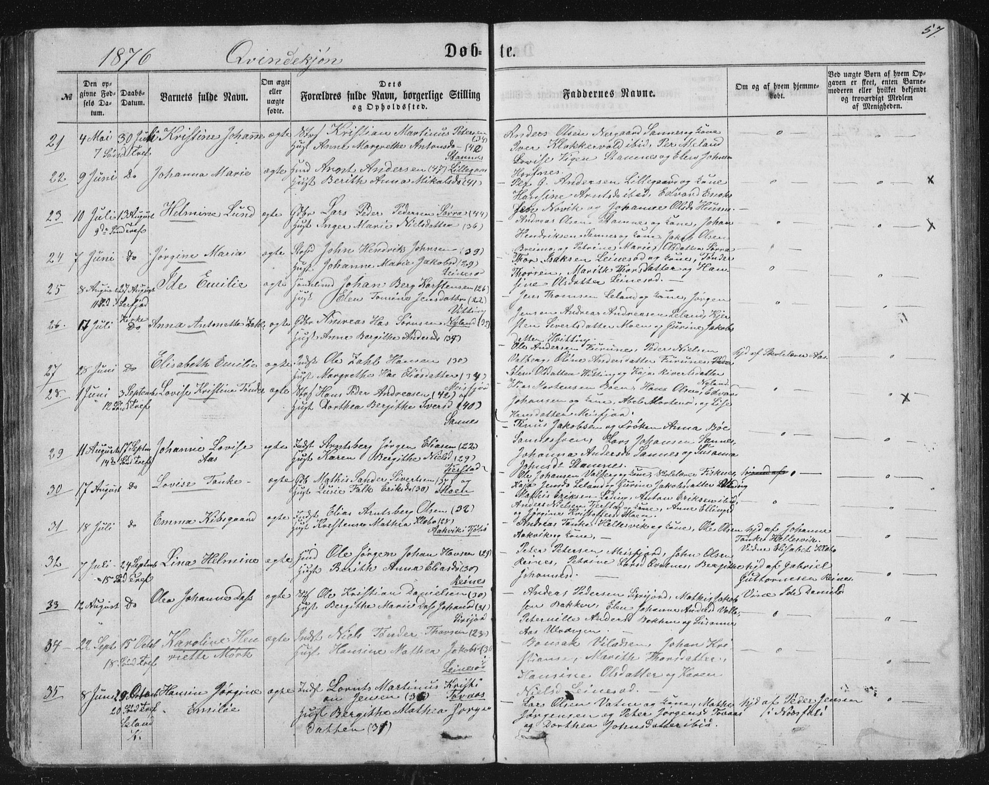 Ministerialprotokoller, klokkerbøker og fødselsregistre - Nordland, SAT/A-1459/831/L0476: Parish register (copy) no. 831C03, 1866-1877, p. 57