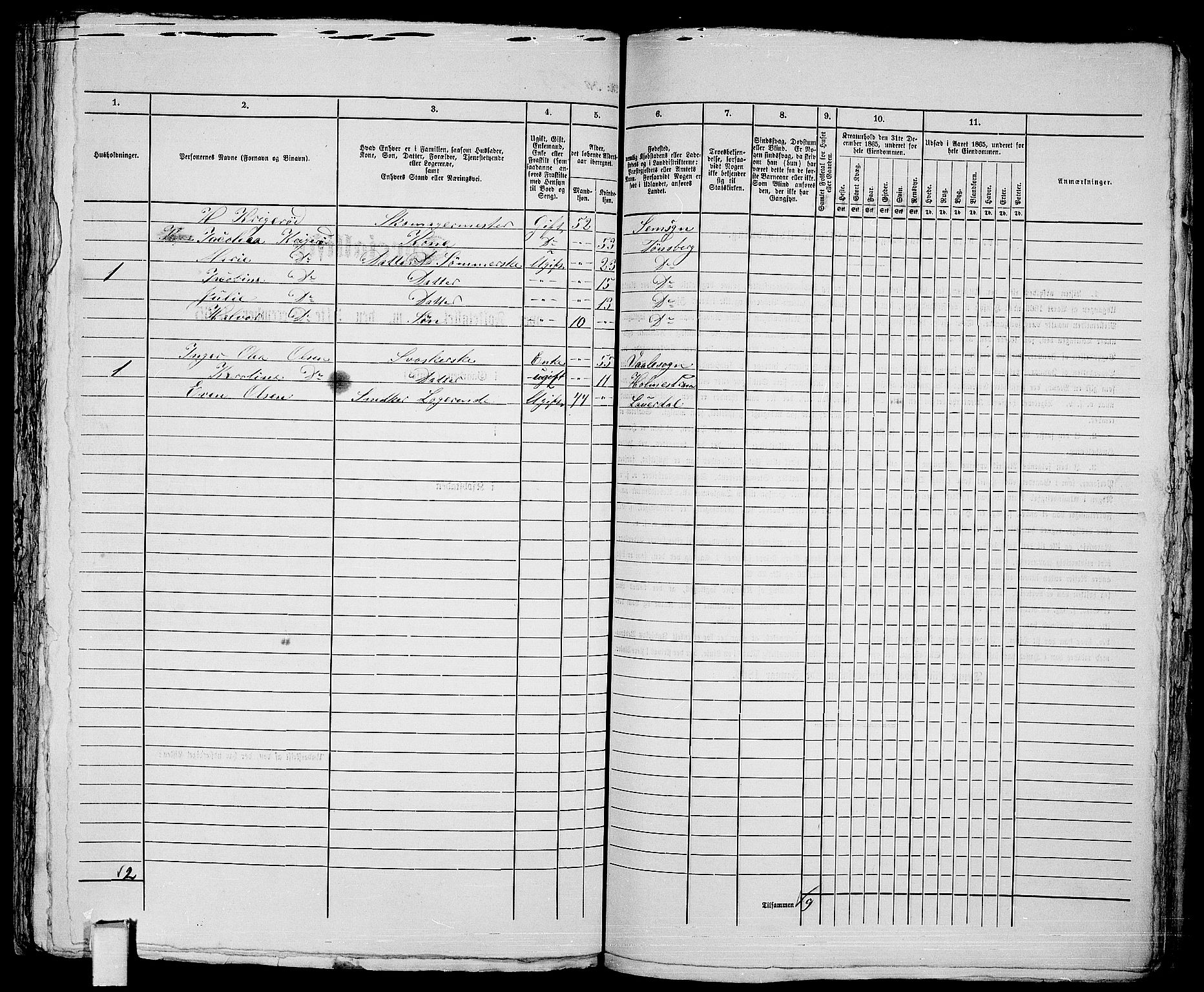 RA, 1865 census for Tønsberg, 1865, p. 303