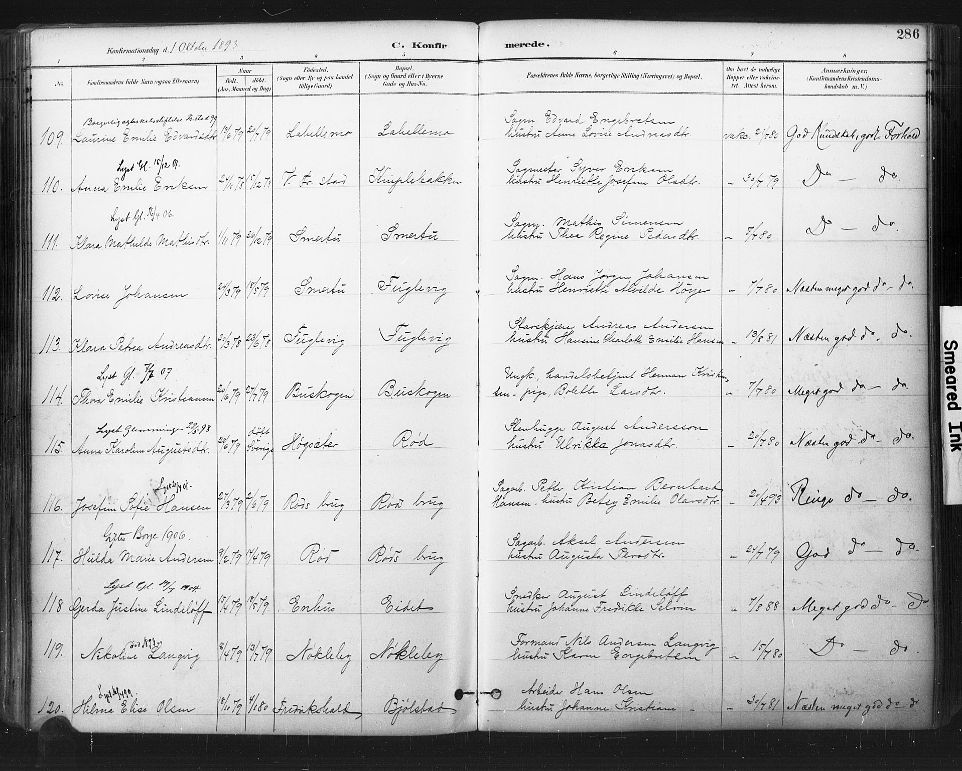 Glemmen prestekontor Kirkebøker, SAO/A-10908/F/Fa/L0013: Parish register (official) no. 13, 1892-1907, p. 286