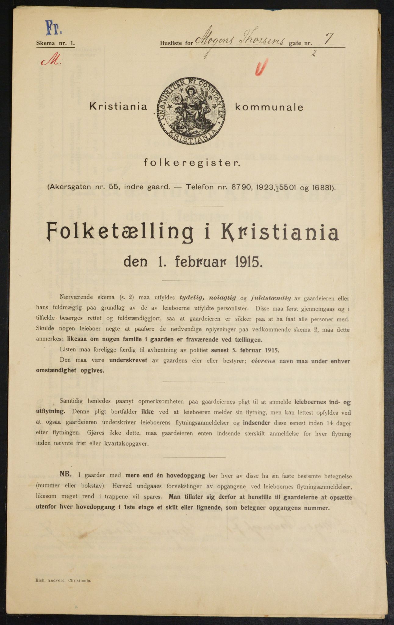 OBA, Municipal Census 1915 for Kristiania, 1915, p. 65010