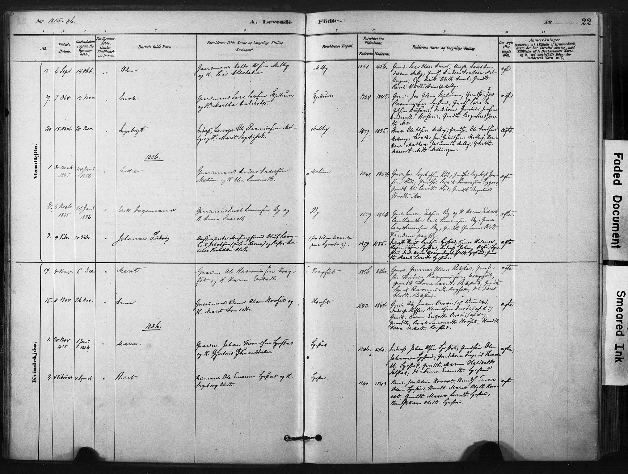 Ministerialprotokoller, klokkerbøker og fødselsregistre - Sør-Trøndelag, AV/SAT-A-1456/667/L0795: Parish register (official) no. 667A03, 1879-1907, p. 22