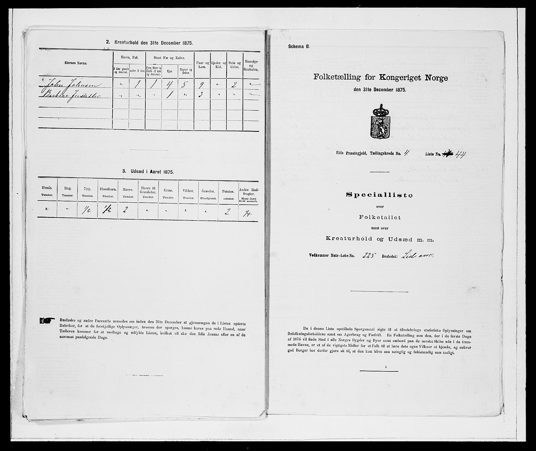 SAB, 1875 Census for 1443P Eid, 1875, p. 436