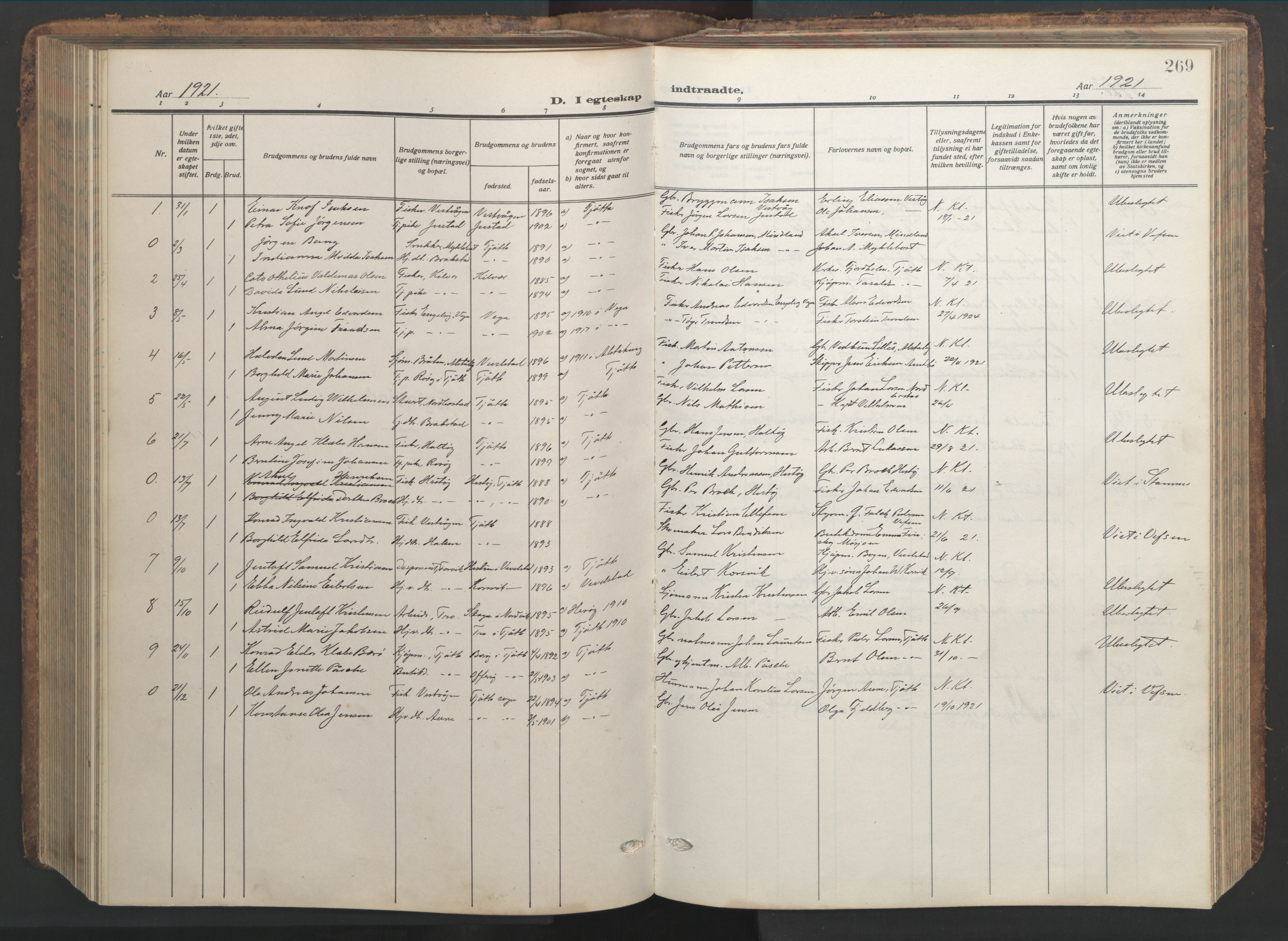 Ministerialprotokoller, klokkerbøker og fødselsregistre - Nordland, AV/SAT-A-1459/817/L0269: Parish register (copy) no. 817C04, 1921-1949, p. 269