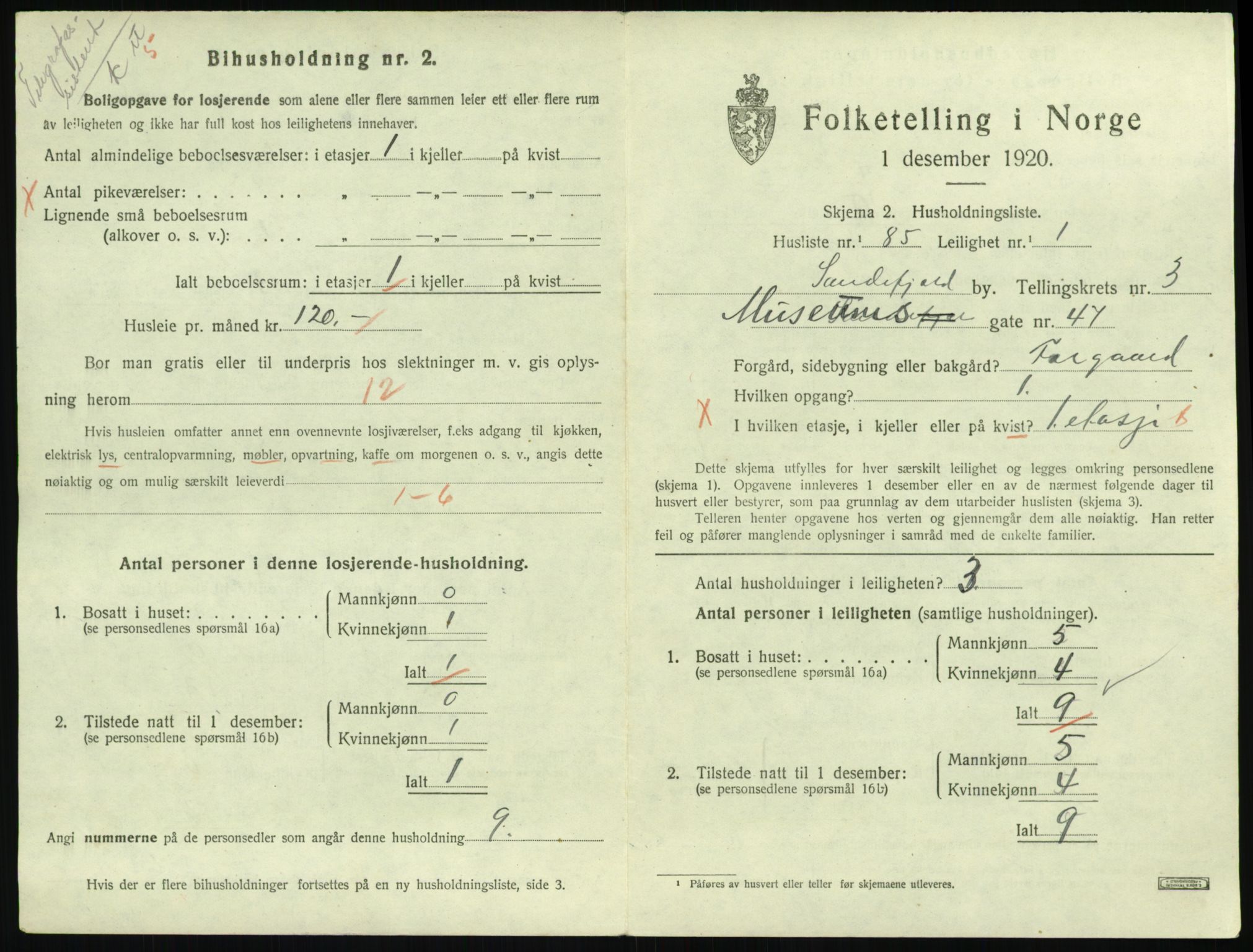 SAKO, 1920 census for Sandefjord, 1920, p. 2230