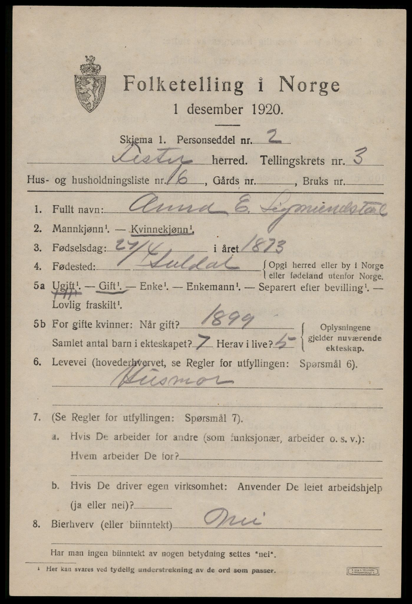 SAST, 1920 census for Fister, 1920, p. 1095