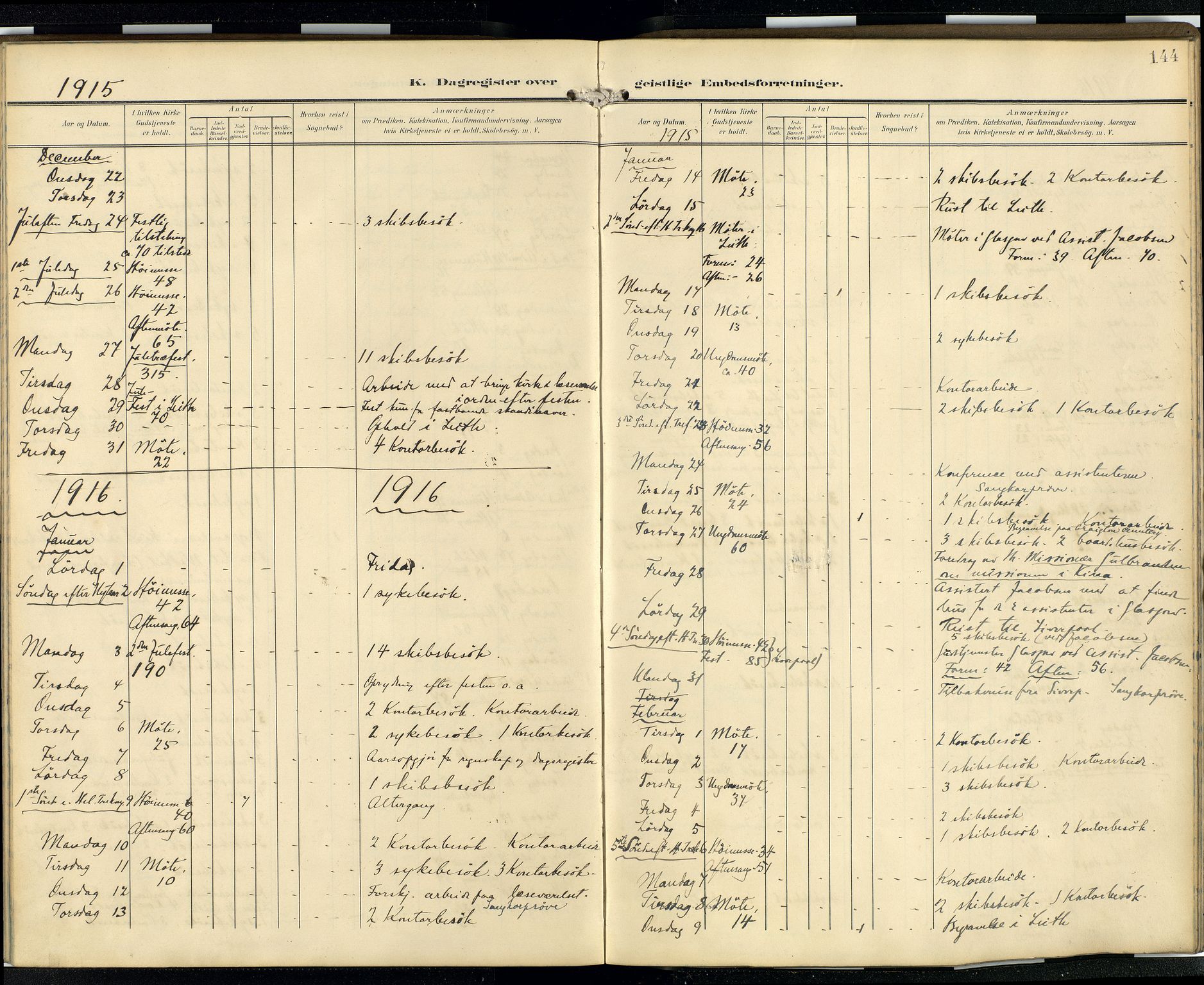 Den norske sjømannsmisjon i utlandet/Skotske havner (Leith, Glasgow), SAB/SAB/PA-0100/H/Ha/Hab/L0001: Parish register (official) no. A 1, 1902-1931, p. 143b-144a