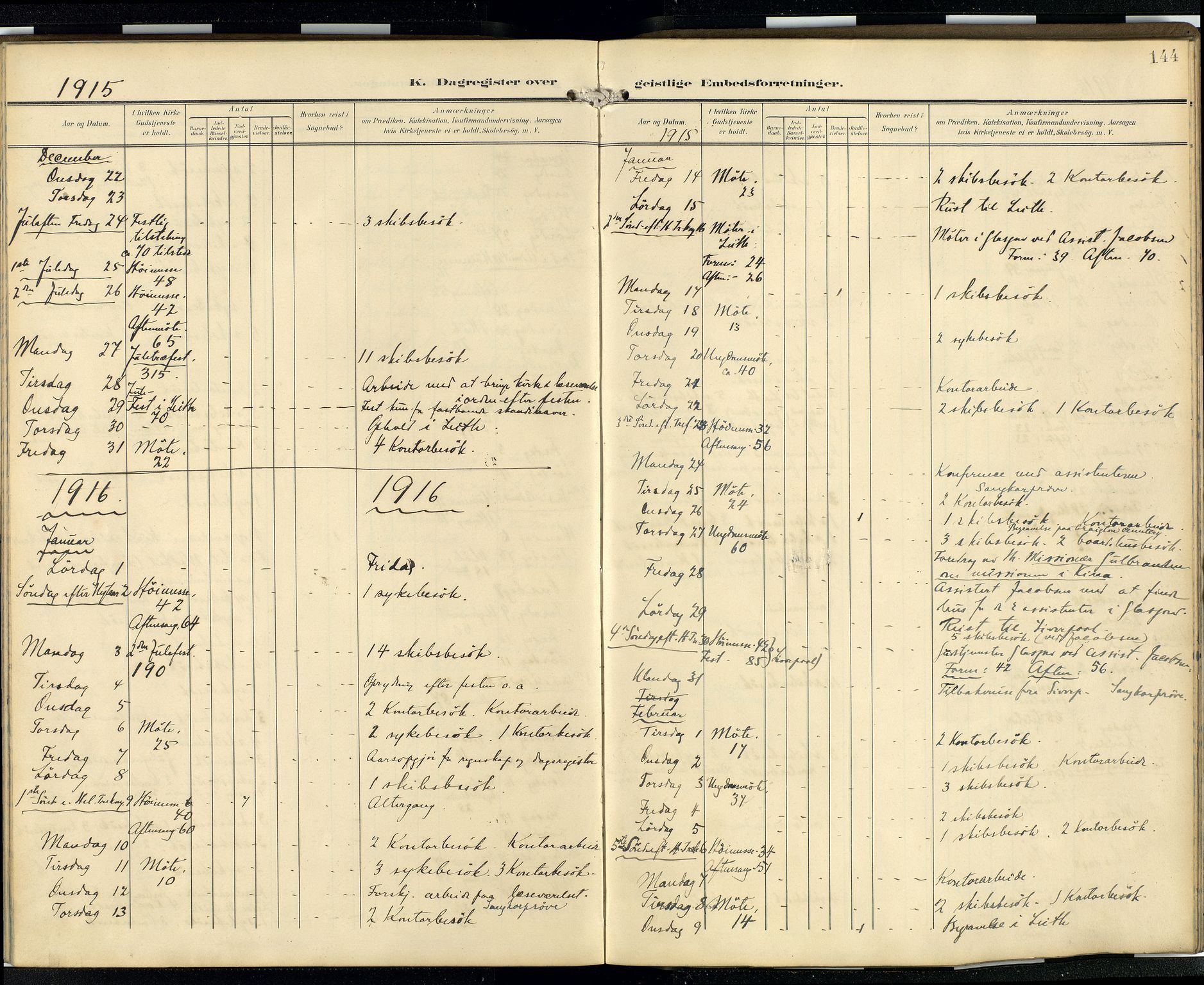 Den norske sjømannsmisjon i utlandet/Skotske havner (Leith, Glasgow), AV/SAB-SAB/PA-0100/H/Ha/Hab/L0001: Parish register (official) no. B 1, 1902-1931, p. 143b-144a