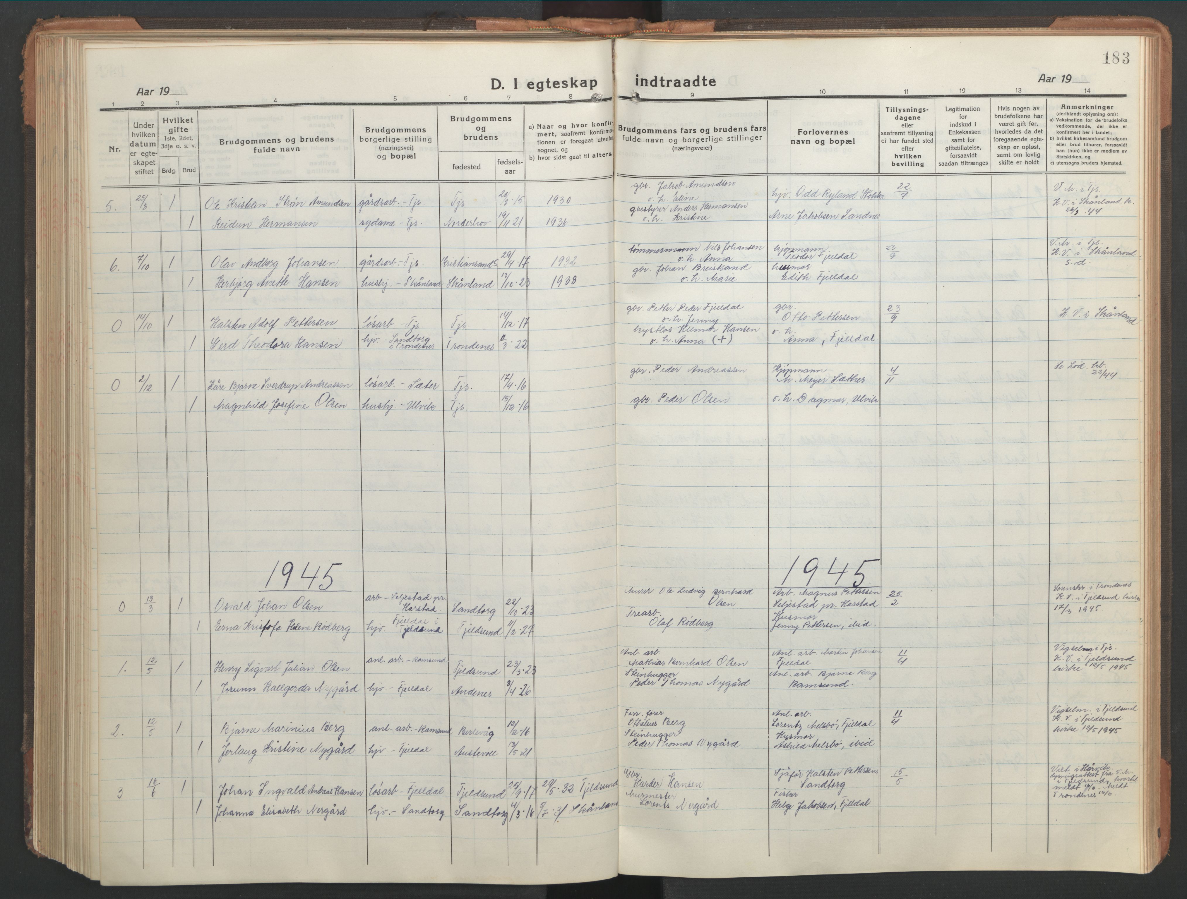 Ministerialprotokoller, klokkerbøker og fødselsregistre - Nordland, AV/SAT-A-1459/865/L0933: Parish register (copy) no. 865C05, 1917-1947, p. 183