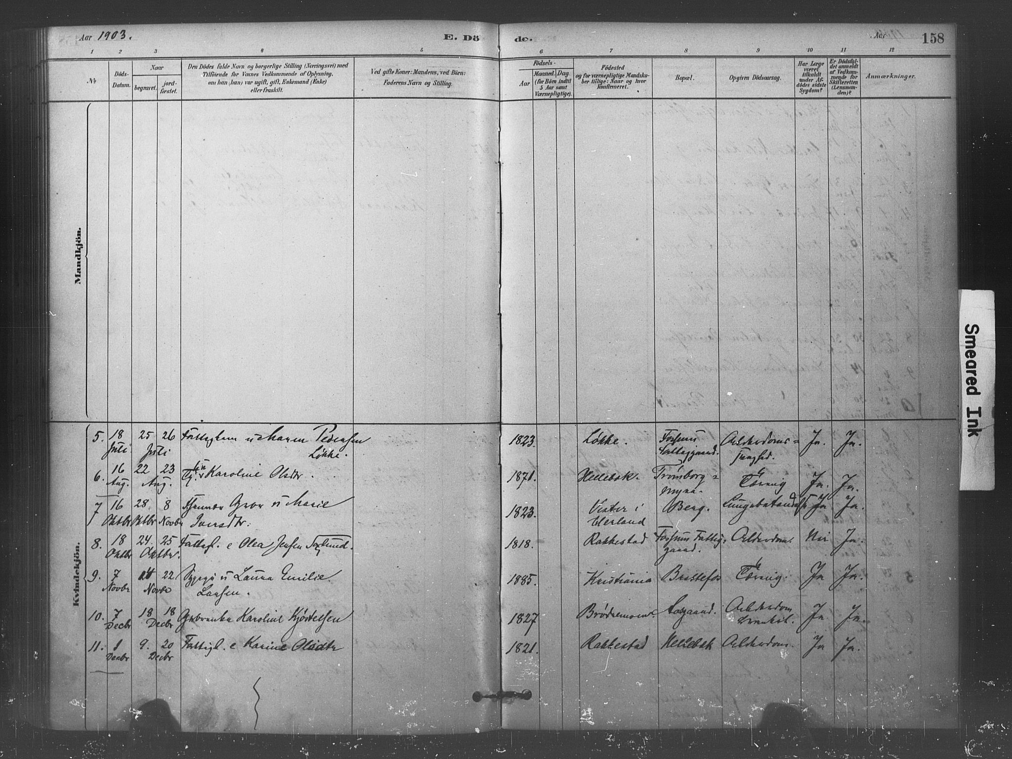 Eidsberg prestekontor Kirkebøker, SAO/A-10905/F/Fc/L0001: Parish register (official) no. III 1, 1879-1905, p. 158