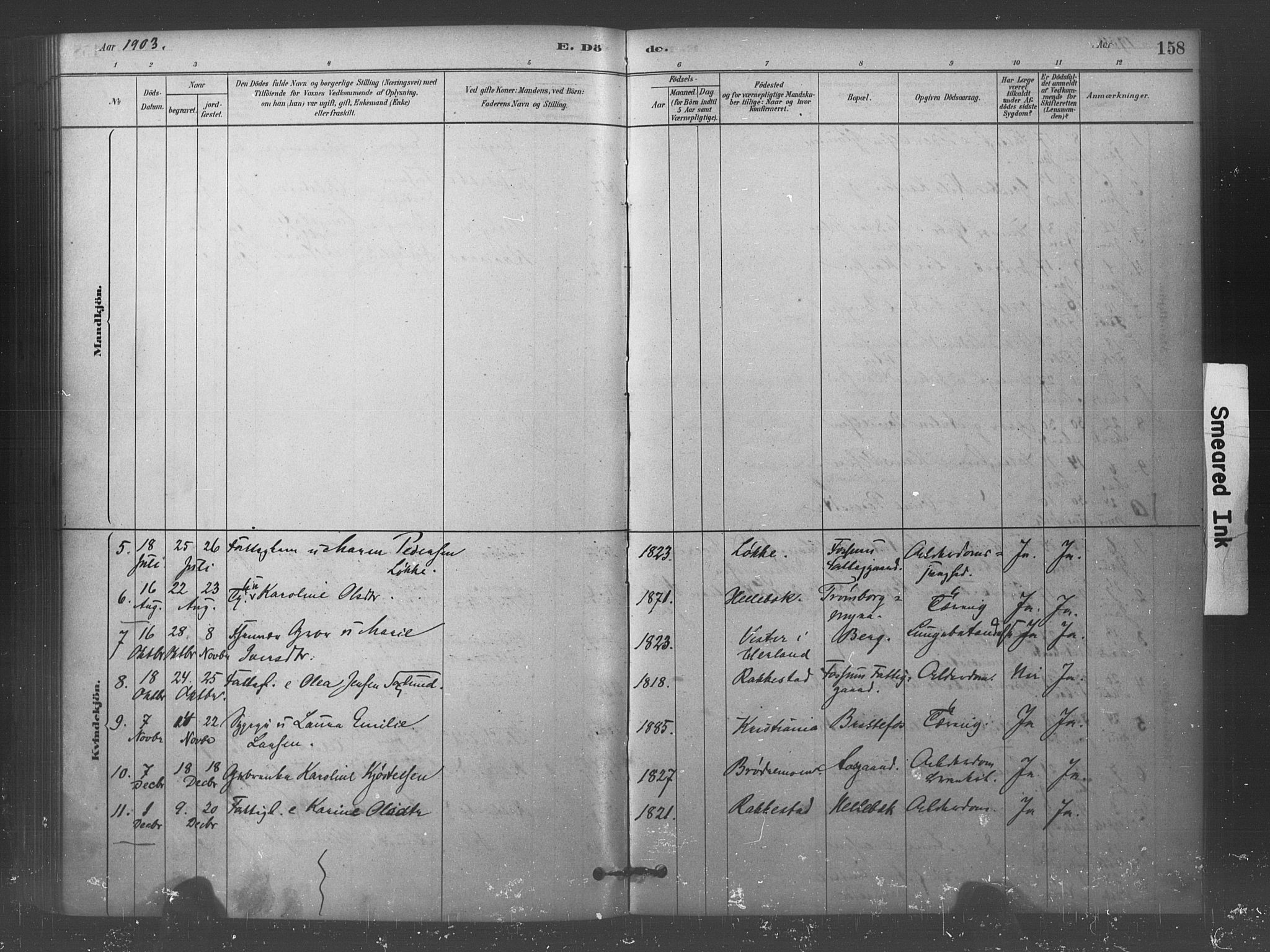 Eidsberg prestekontor Kirkebøker, AV/SAO-A-10905/F/Fc/L0001: Parish register (official) no. III 1, 1879-1905, p. 158